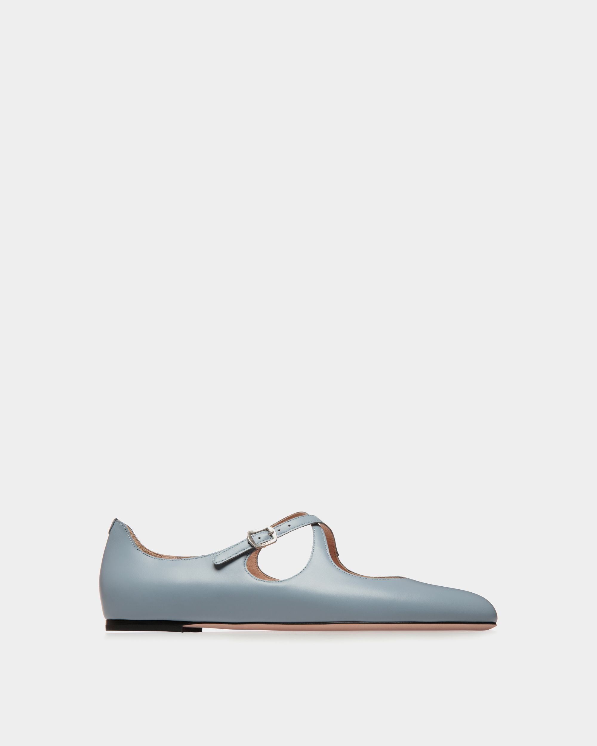 Chaussure À Talon Plat Ballyrina En Cuir Light Blue - Femme - Bally - 01
