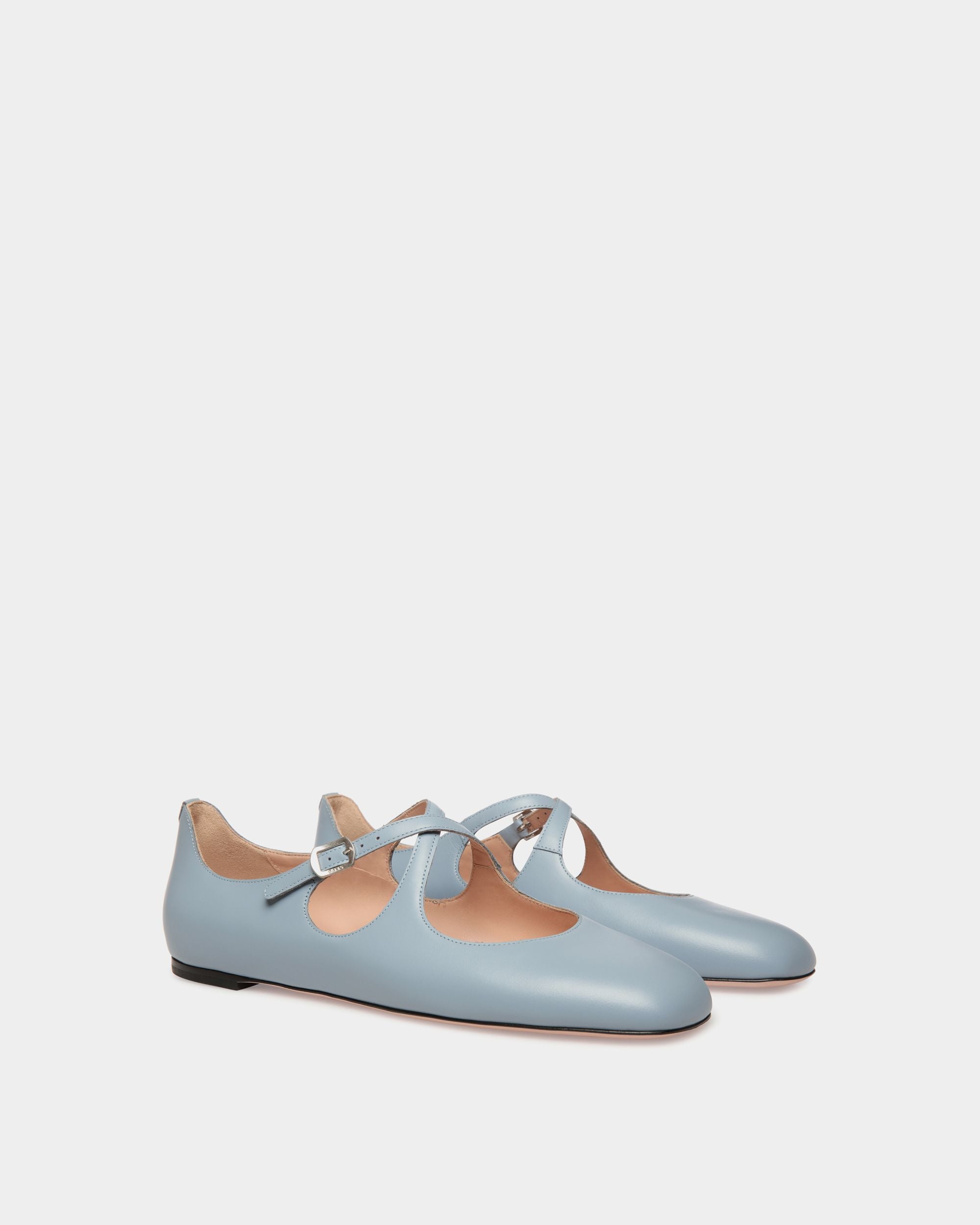 Chaussure À Talon Plat Ballyrina En Cuir Light Blue - Femme - Bally - 03
