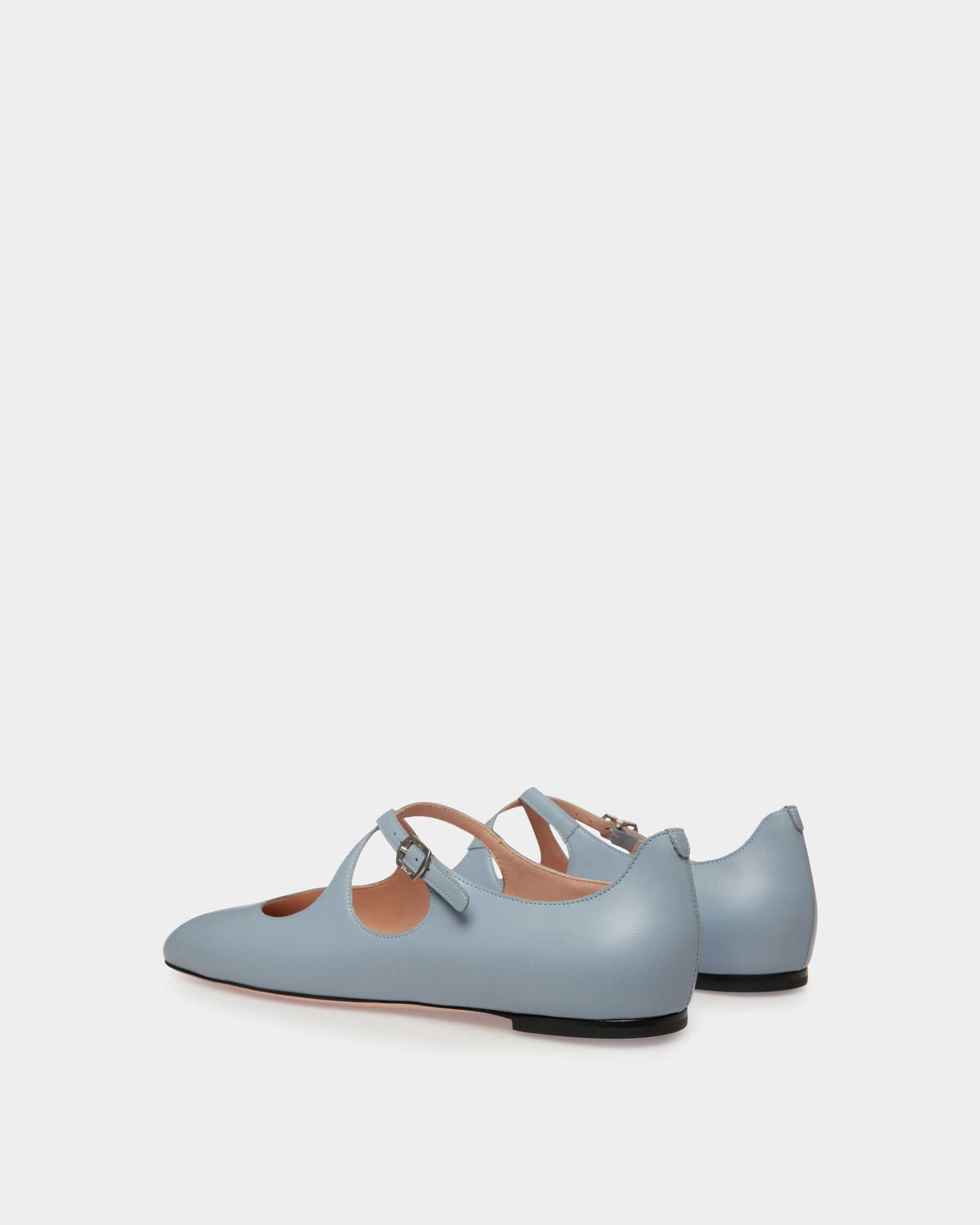 Chaussure À Talon Plat Ballyrina En Cuir Light Blue - Femme - Bally - 04
