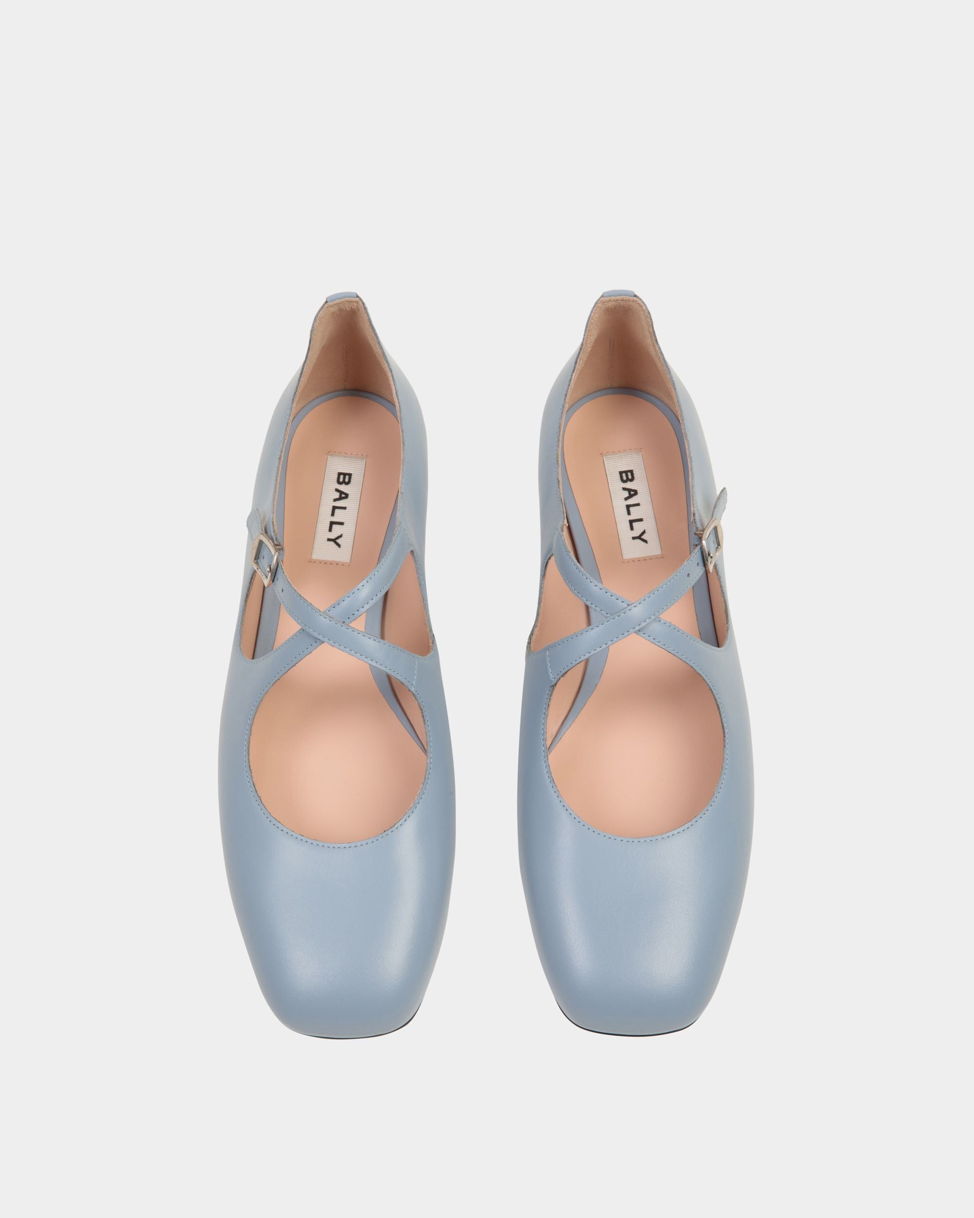 Chaussure À Talon Plat Ballyrina En Cuir Light Blue - Femme - Bally - 05