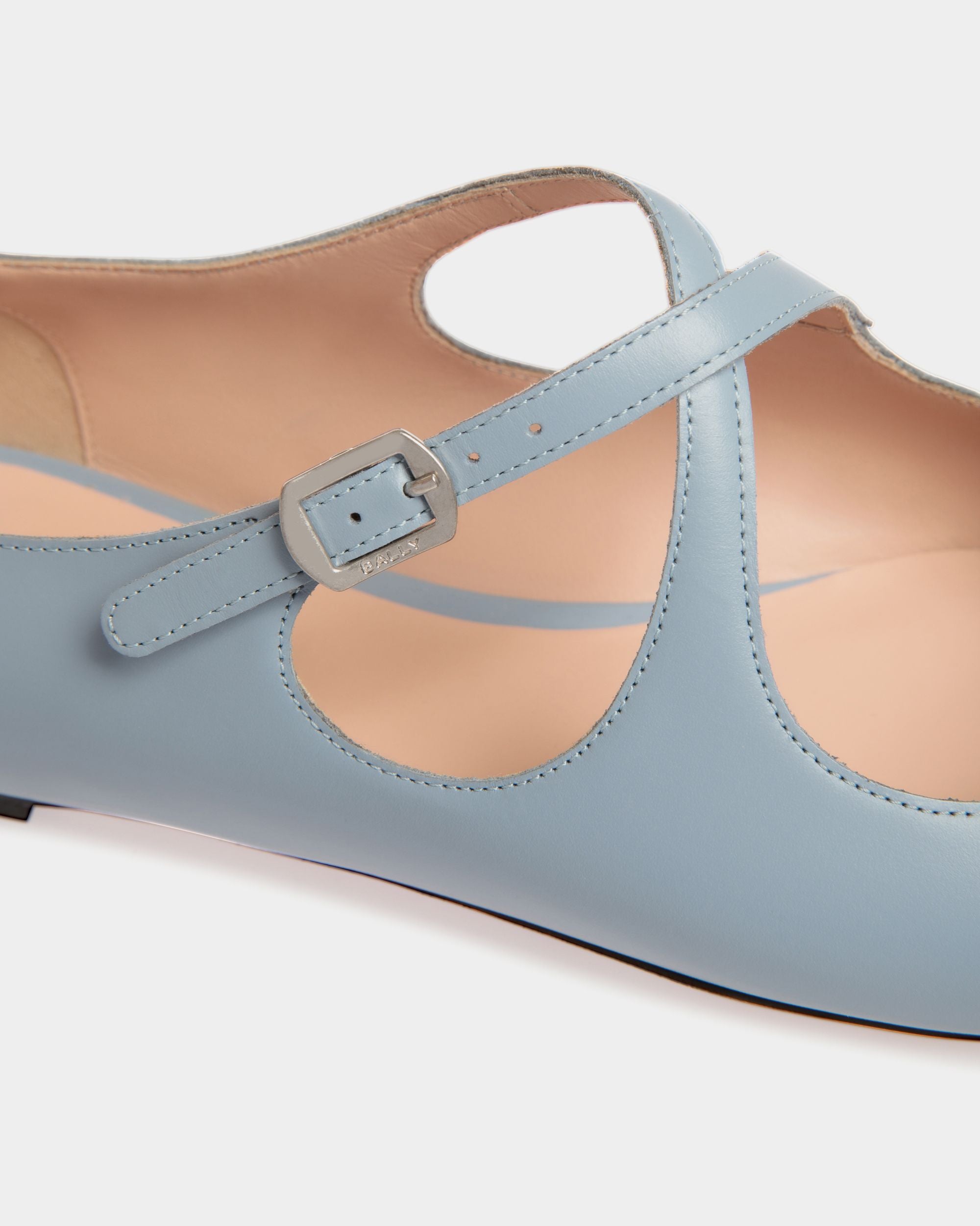 Chaussure À Talon Plat Ballyrina En Cuir Light Blue - Femme - Bally - 06