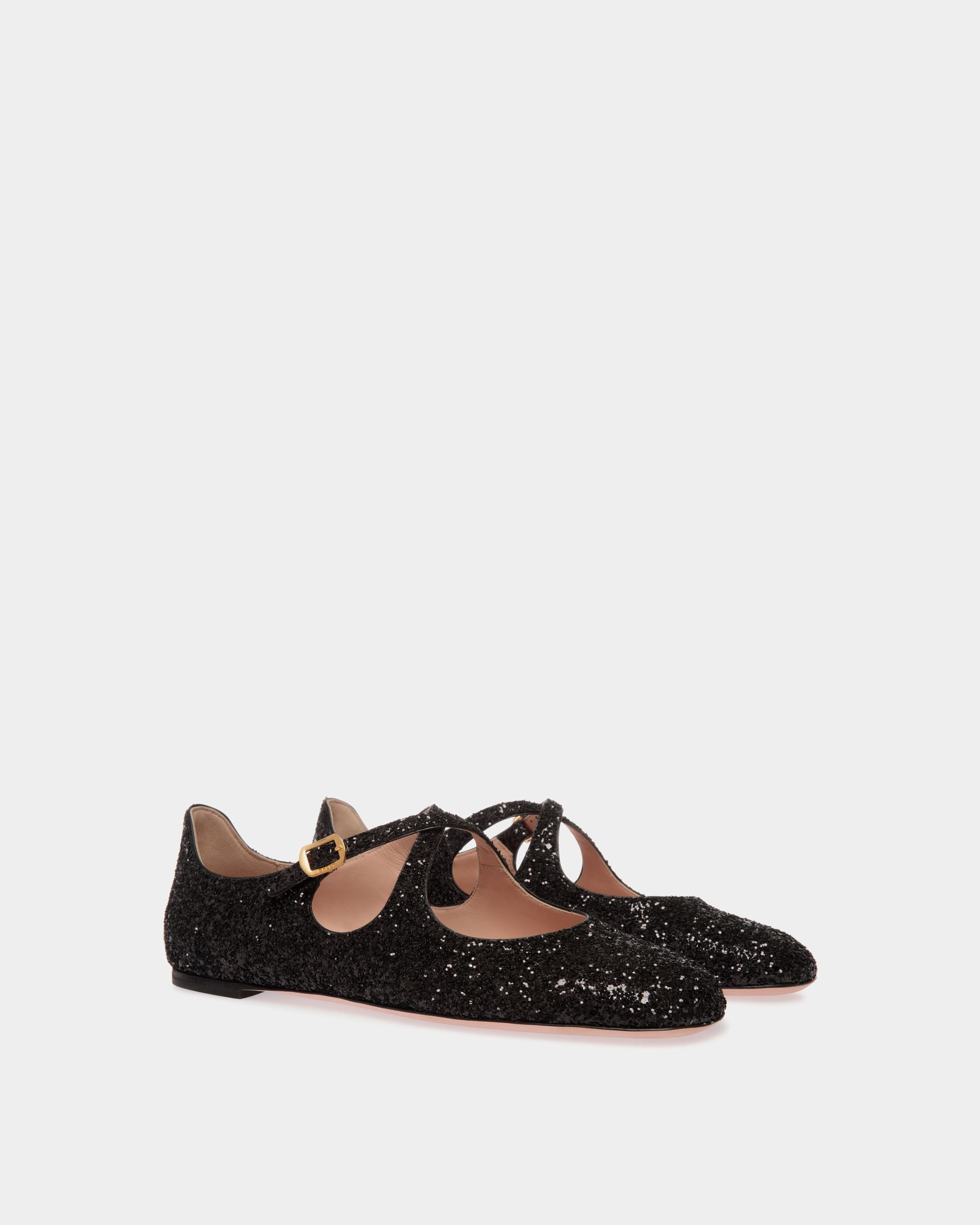 Chaussure À Talon Plat Ballyrina À Paillettes Noires - Femme - Bally - 02