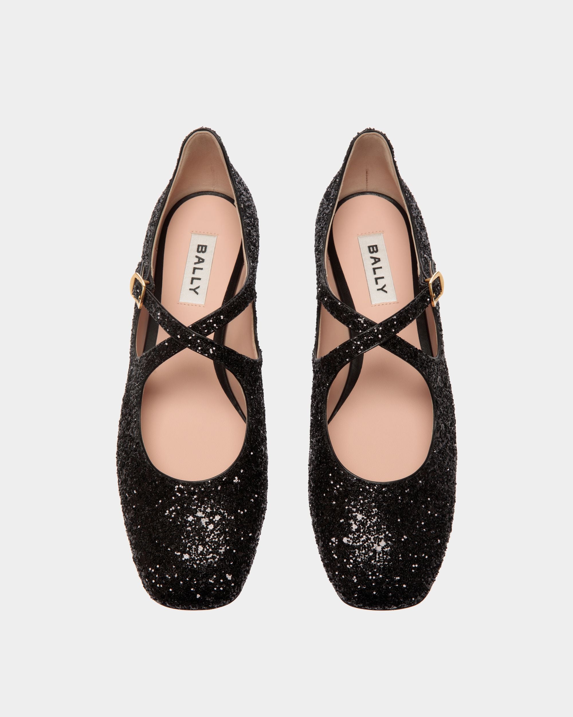 Chaussure À Talon Plat Ballyrina À Paillettes Noires - Femme - Bally - 04