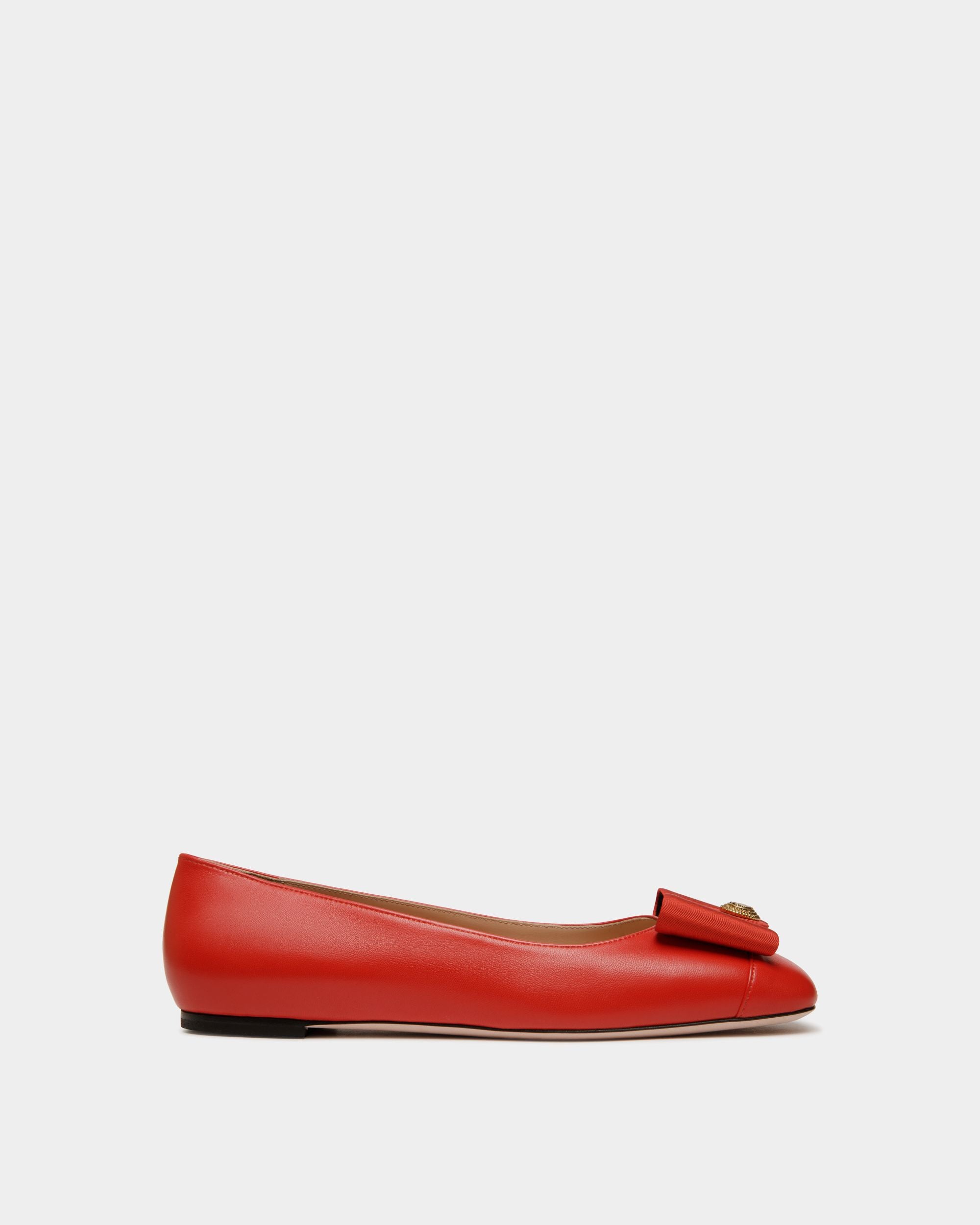 Chaussure À Talon Plat B-Bow En Cuir Rouge - Femme - Bally - 01
