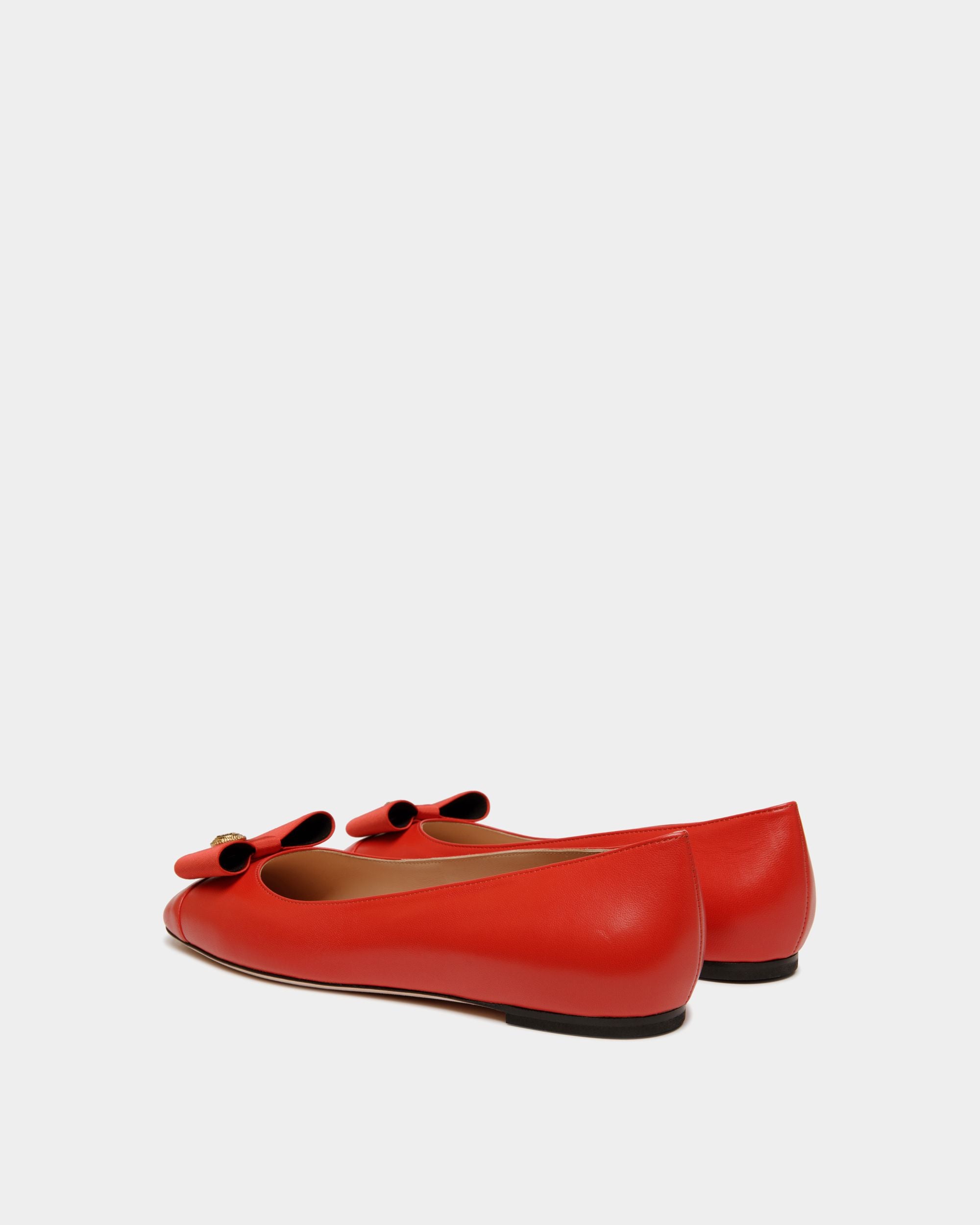 Chaussure À Talon Plat B-Bow En Cuir Rouge - Femme - Bally - 04