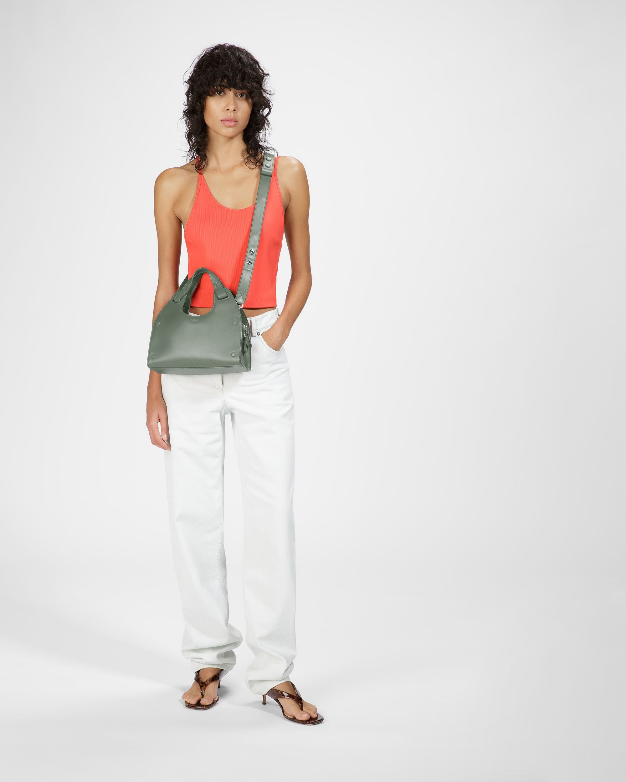Ahres Klein Schultertasche Aus Leder In Salbei - Damen - Bally - 06