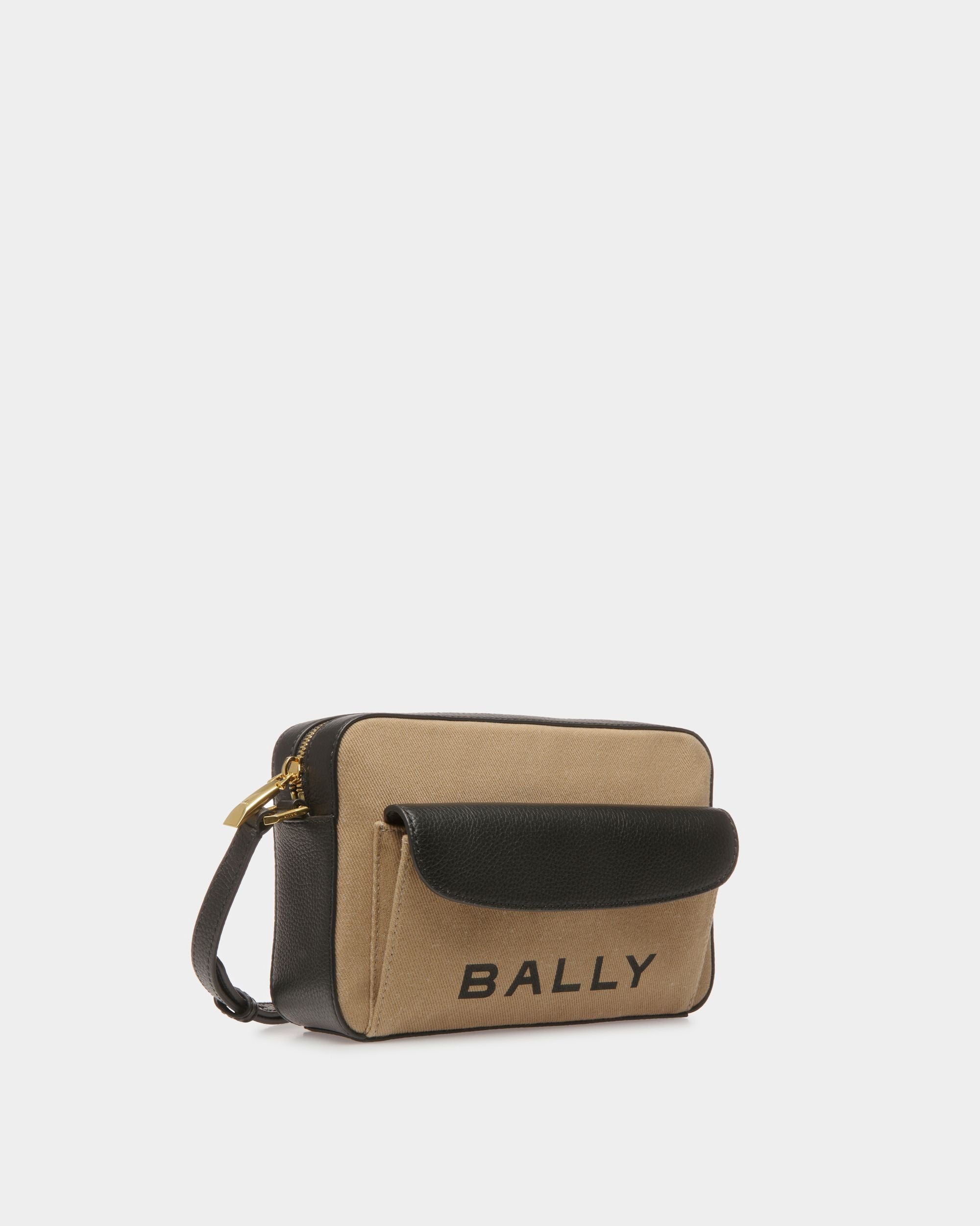 Bar Crossbody Bag In Sand And Black Fabric - Women's - Bally - 03