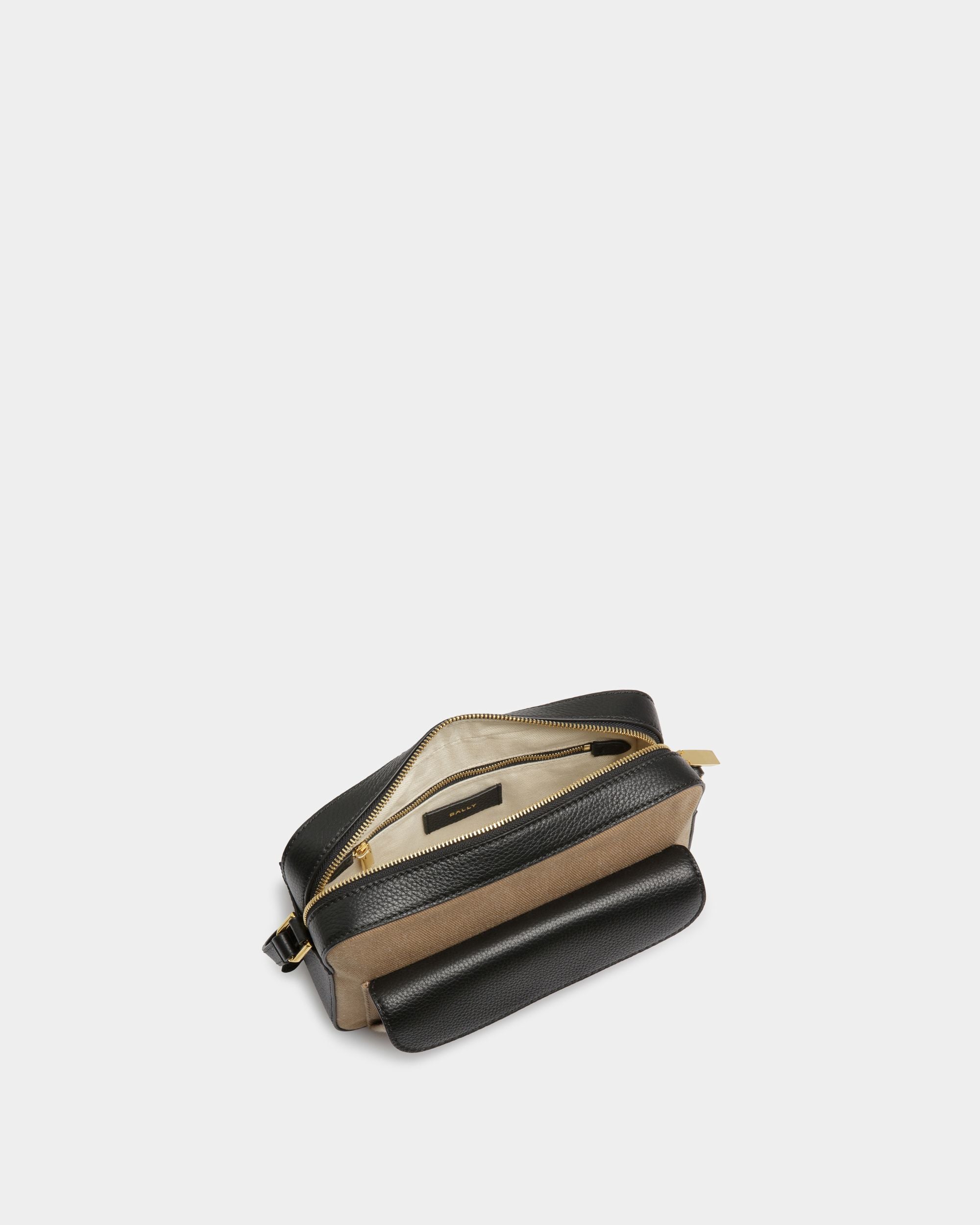 Bar Crossbody Bag In Sand And Black Fabric - Women's - Bally - 04