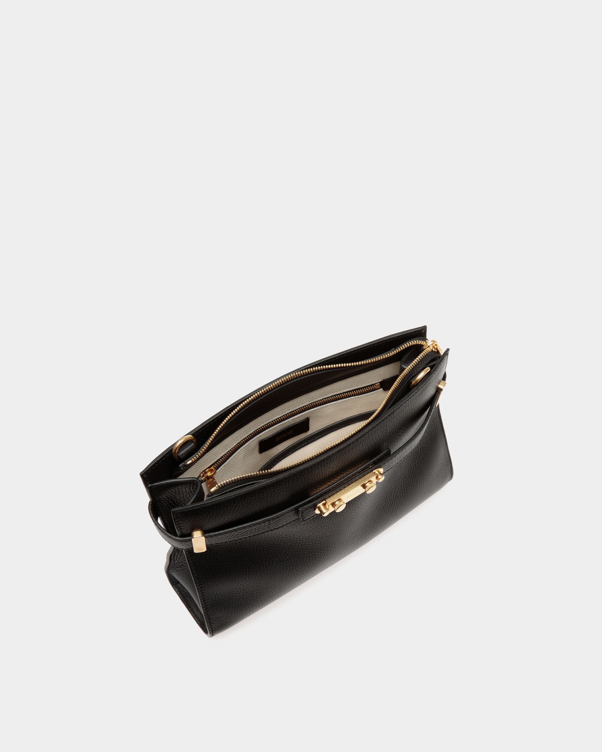 Carriage Schultertasche Aus Genarbtem Leder In Schwarz - Damen - Bally - 05