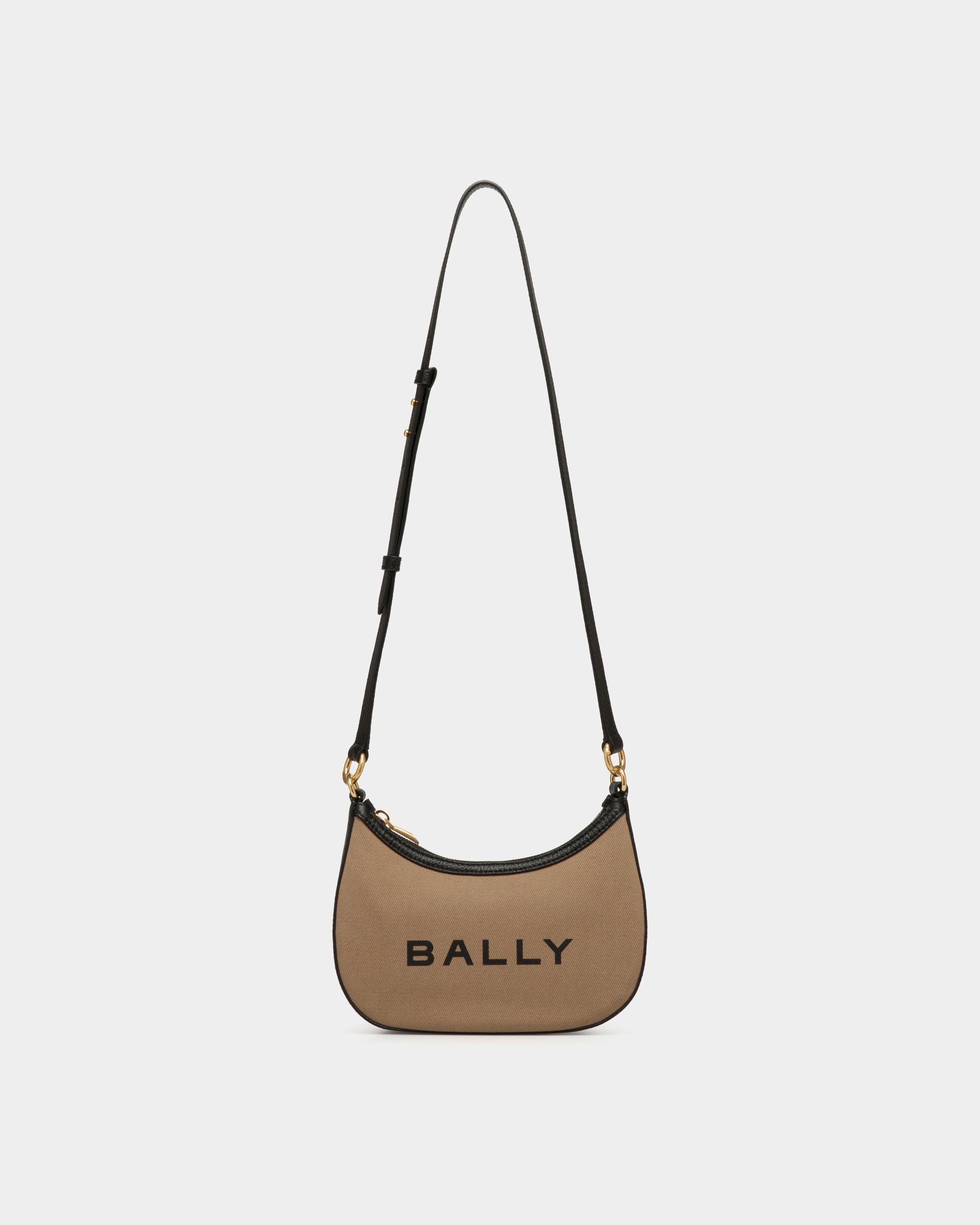Bar Mini Crossbody Bag In Beige And Black Canvas And Leather - Damen - Bally - 01
