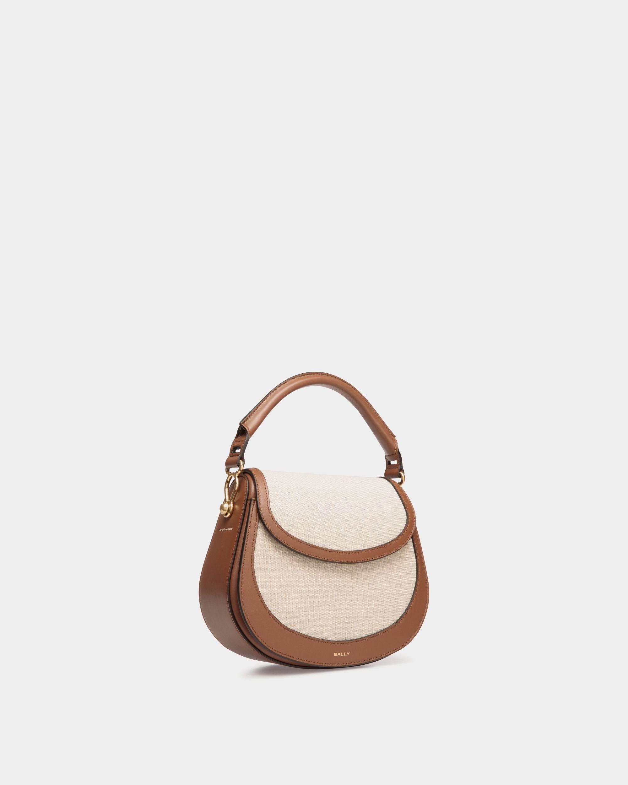 Lune Crossbody Bag in Natural Canvas and Brown Leather - Damen - Bally - 03