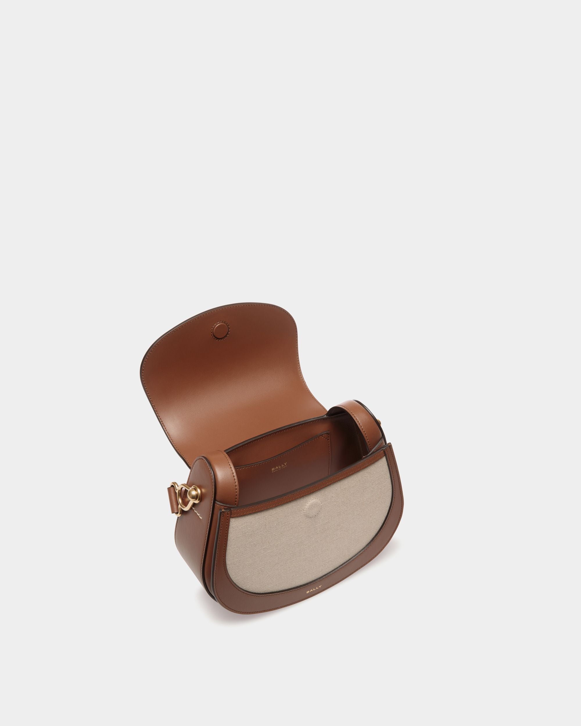 Lune Crossbody Bag in Natural Canvas and Brown Leather - Damen - Bally - 04