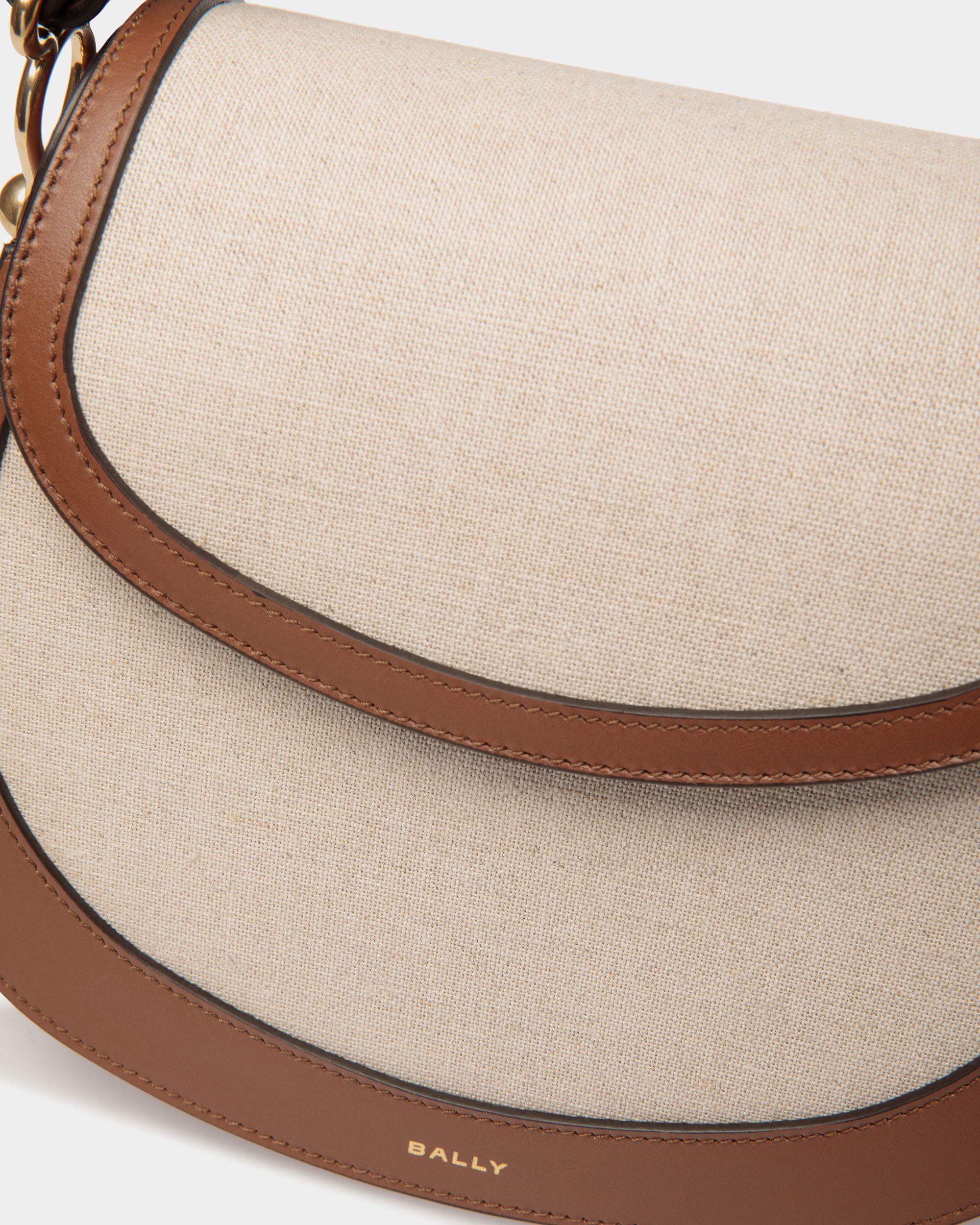 Lune Crossbody Bag in Natural Canvas and Brown Leather - Damen - Bally - 05