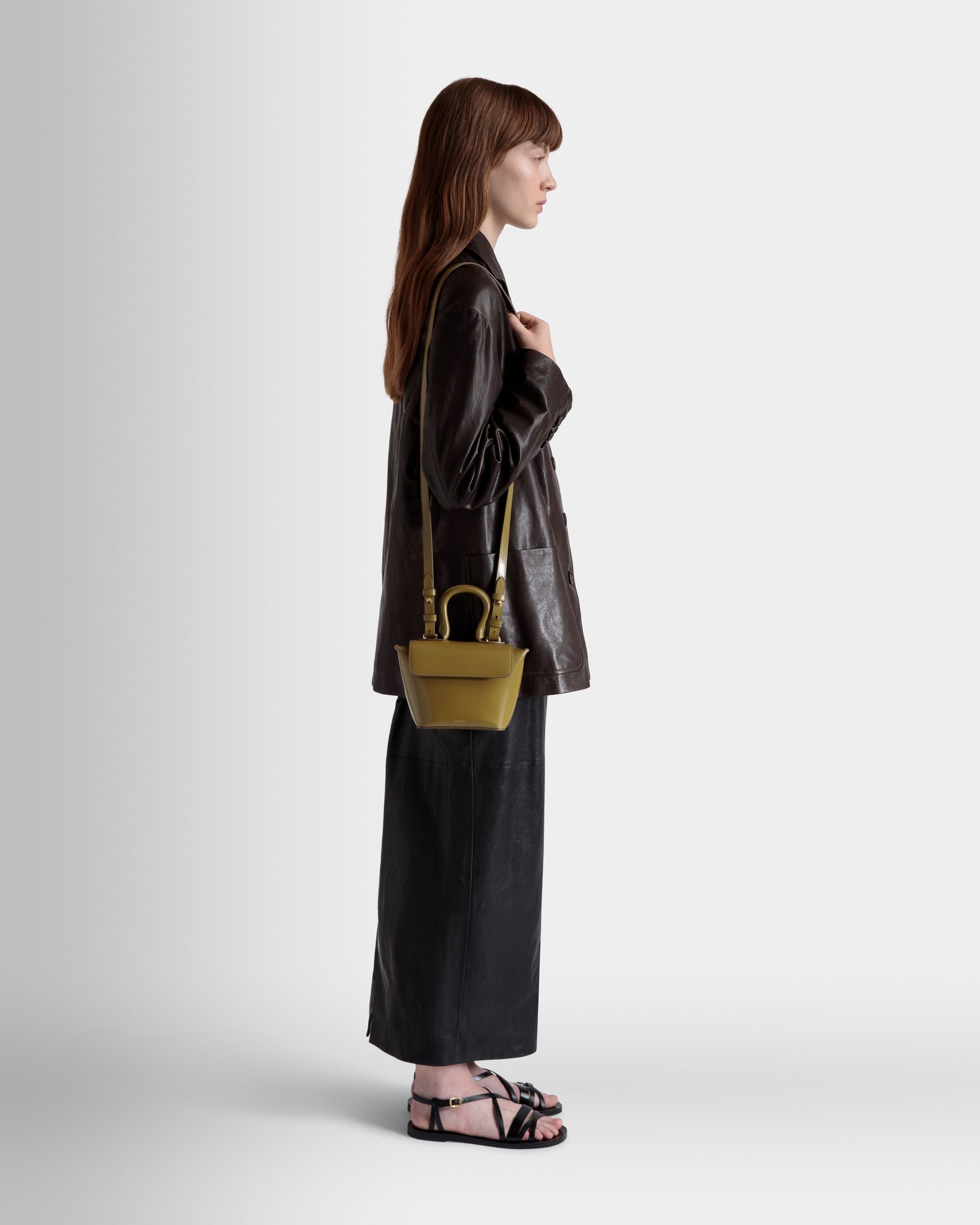 Mini-Sac Belle En Cuir Brossé Olive Green - Femme - Bally - 02