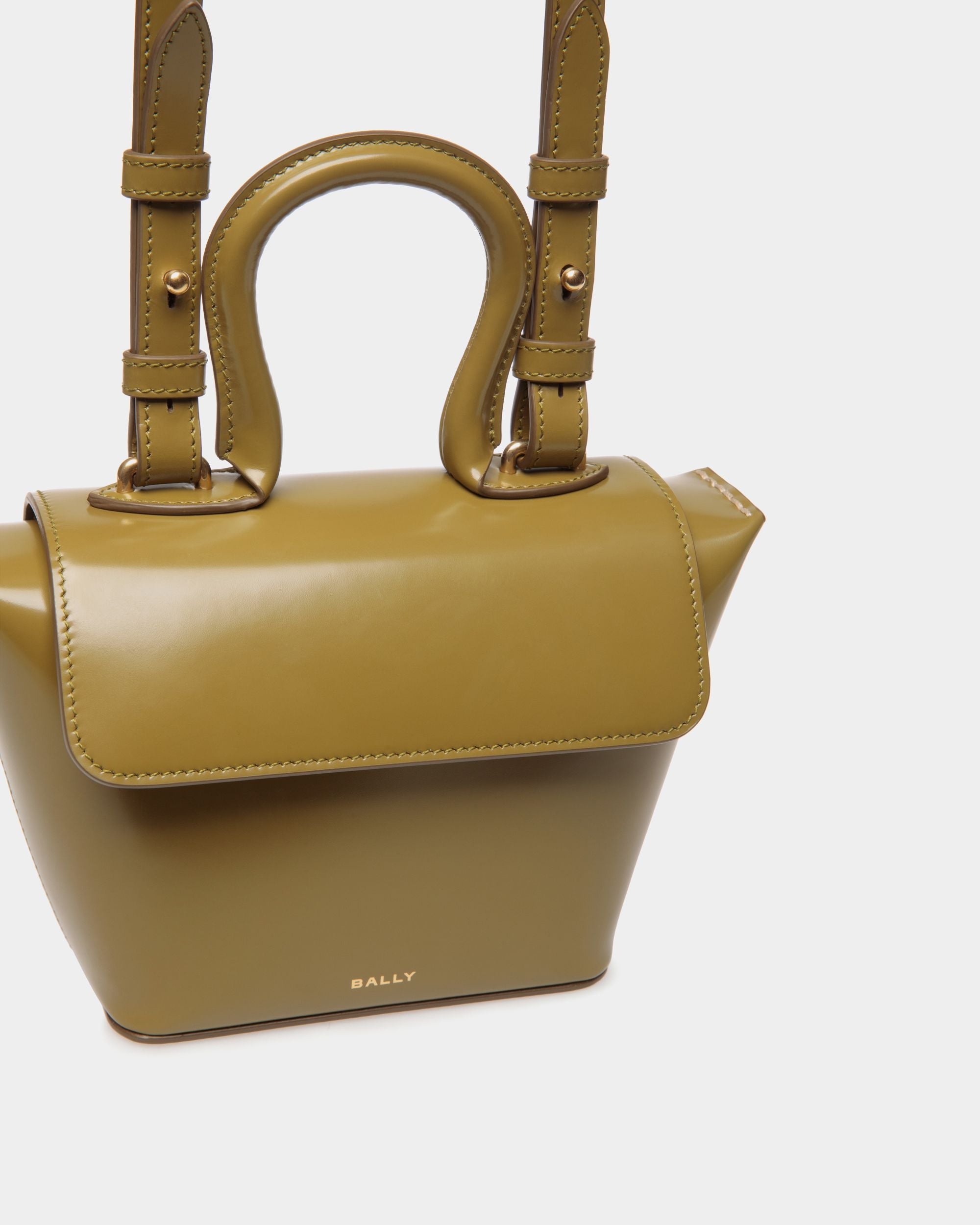 Mini-Sac Belle En Cuir Brossé Olive Green - Femme - Bally - 06