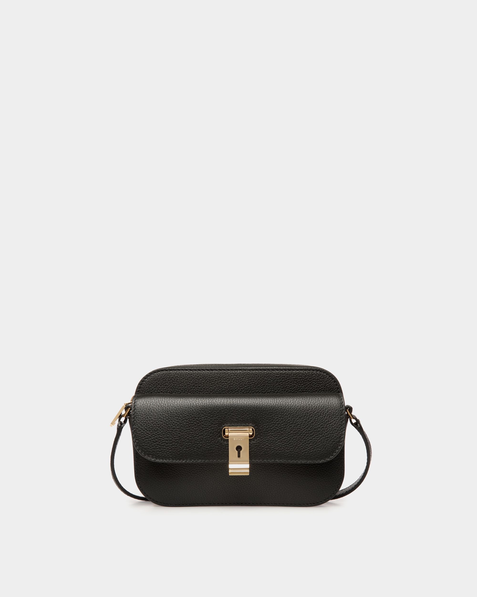 Petit Sac À Bandoulière Lock Me En Cuir Grainé Noir - Femme - Bally - 01