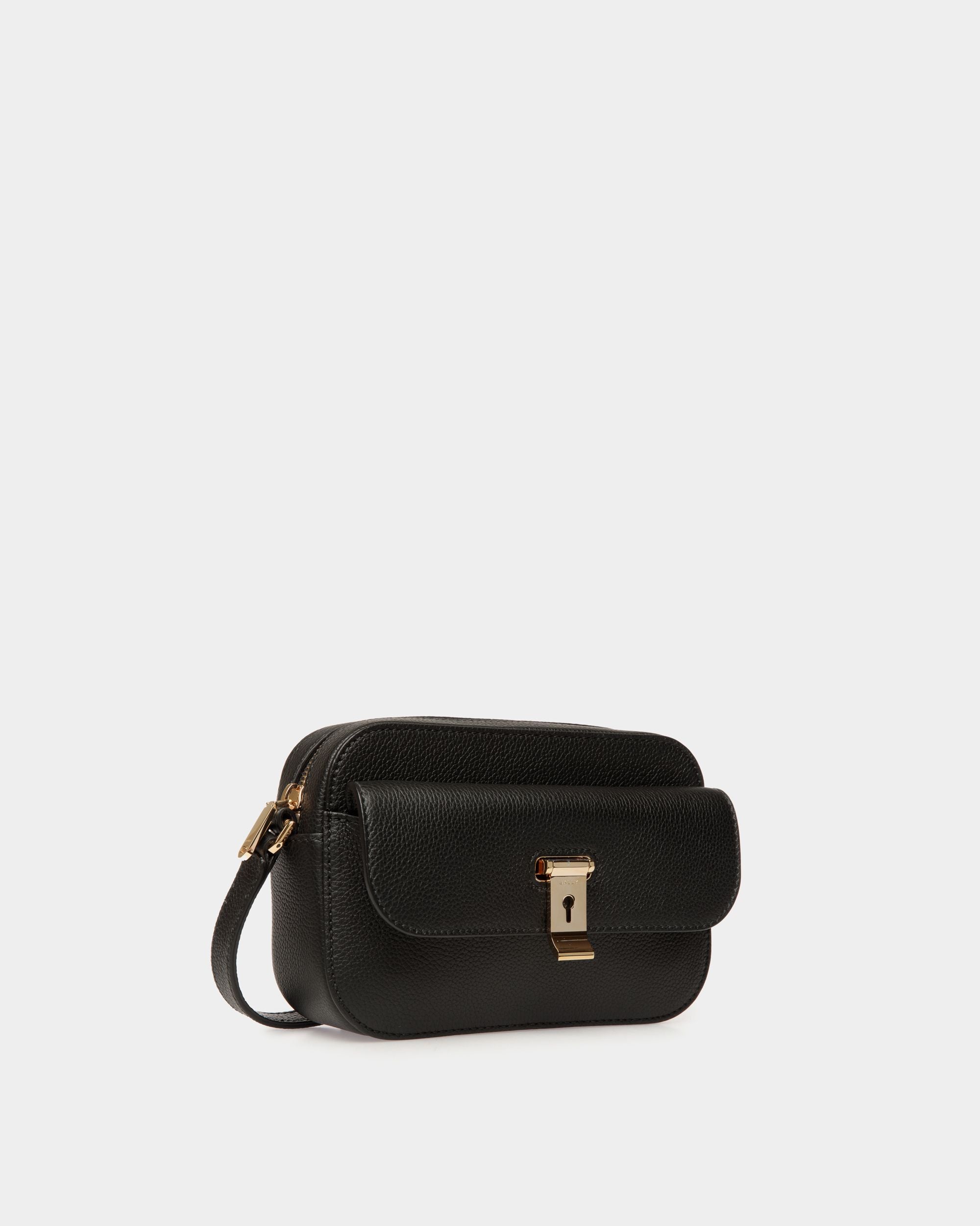 Petit Sac À Bandoulière Lock Me En Cuir Grainé Noir - Femme - Bally - 04