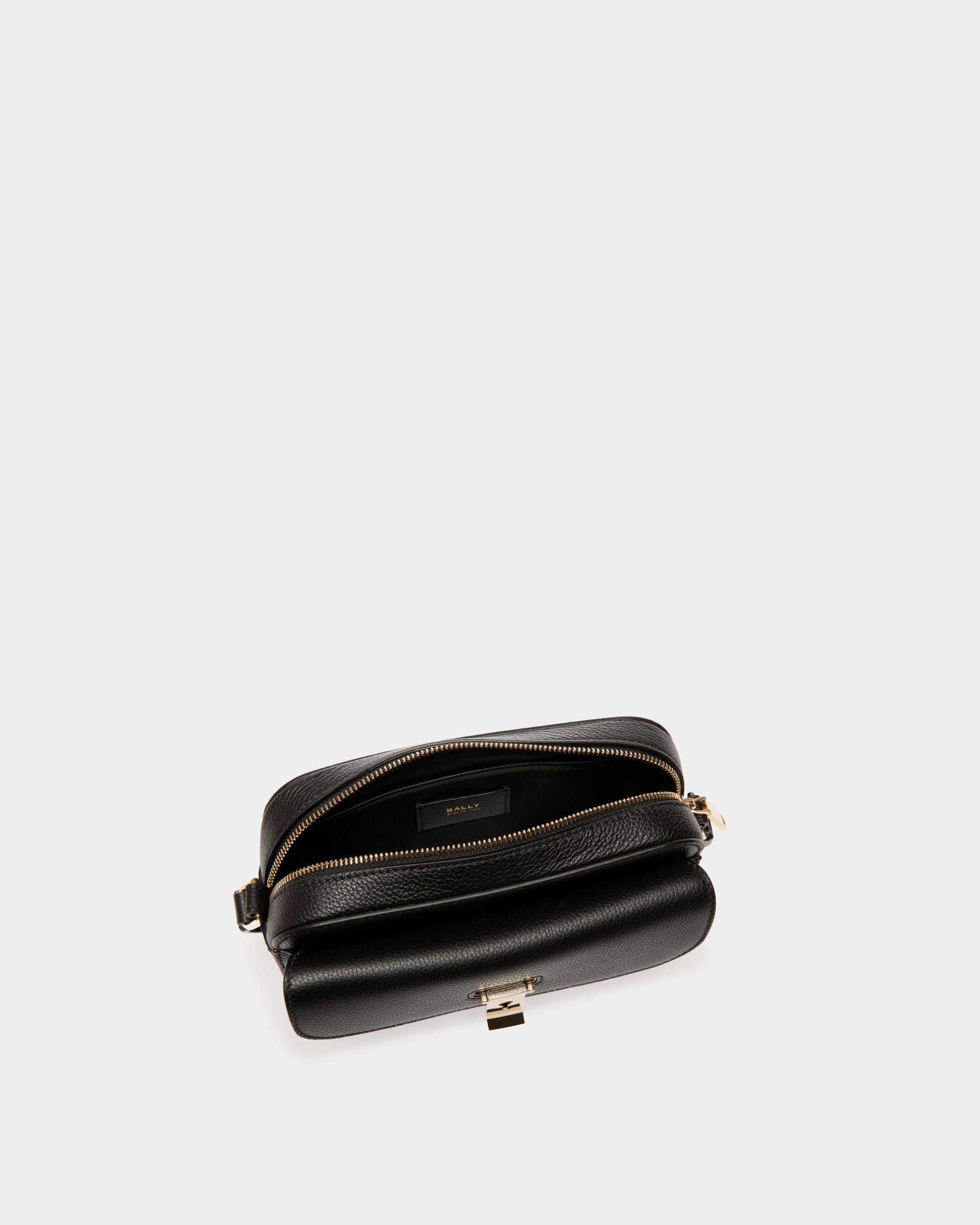 Petit Sac À Bandoulière Lock Me En Cuir Grainé Noir - Femme - Bally - 05