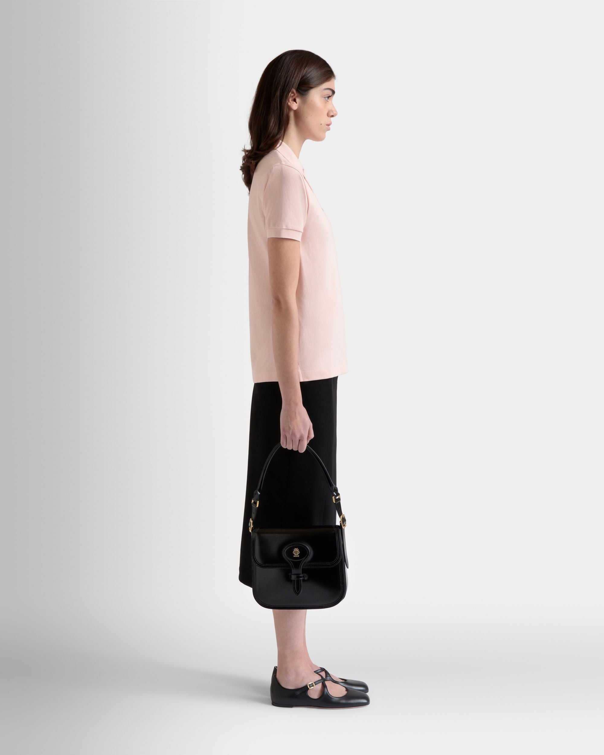 Beckett Umhängetasche Aus Schwarzem Gebürstetem Leder - Damen - Bally - 02