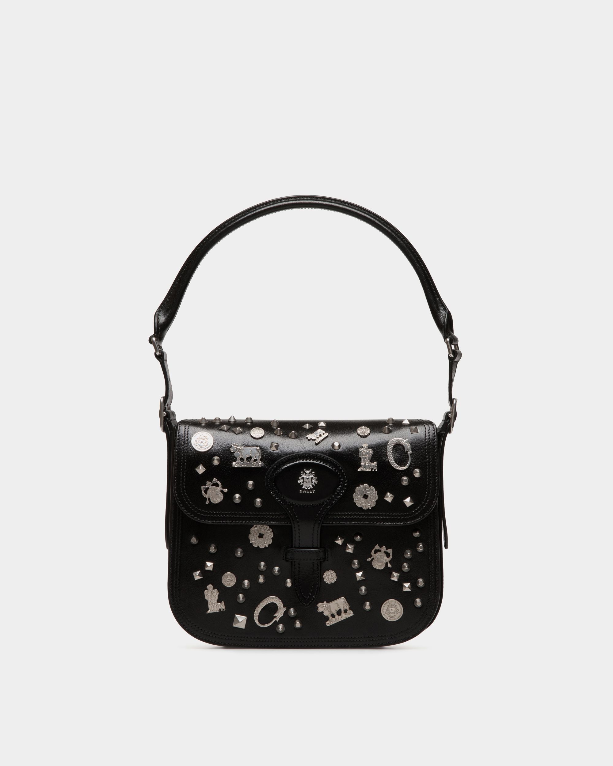 Beckett Crossbody Bag In Black Leather with Studs - Mujer - Bally - 01