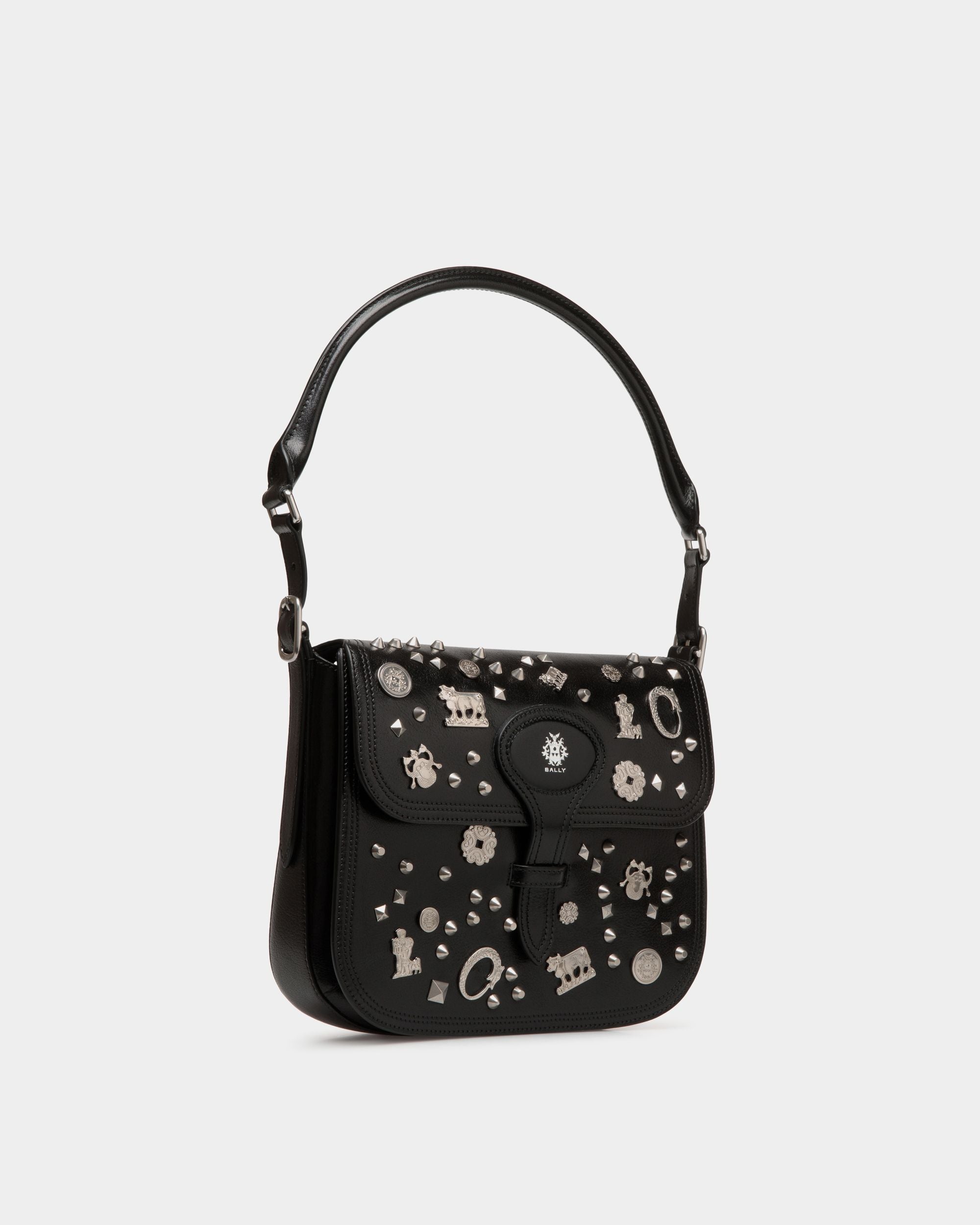 Beckett Crossbody Bag In Black Leather with Studs - Mujer - Bally - 04