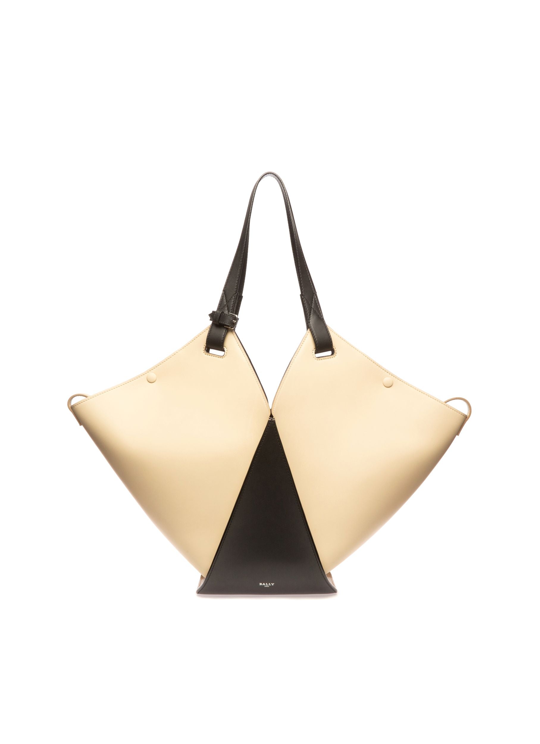Ahria Cabas En Cuir Beige Clair Et Noir - Femme - Bally - 01