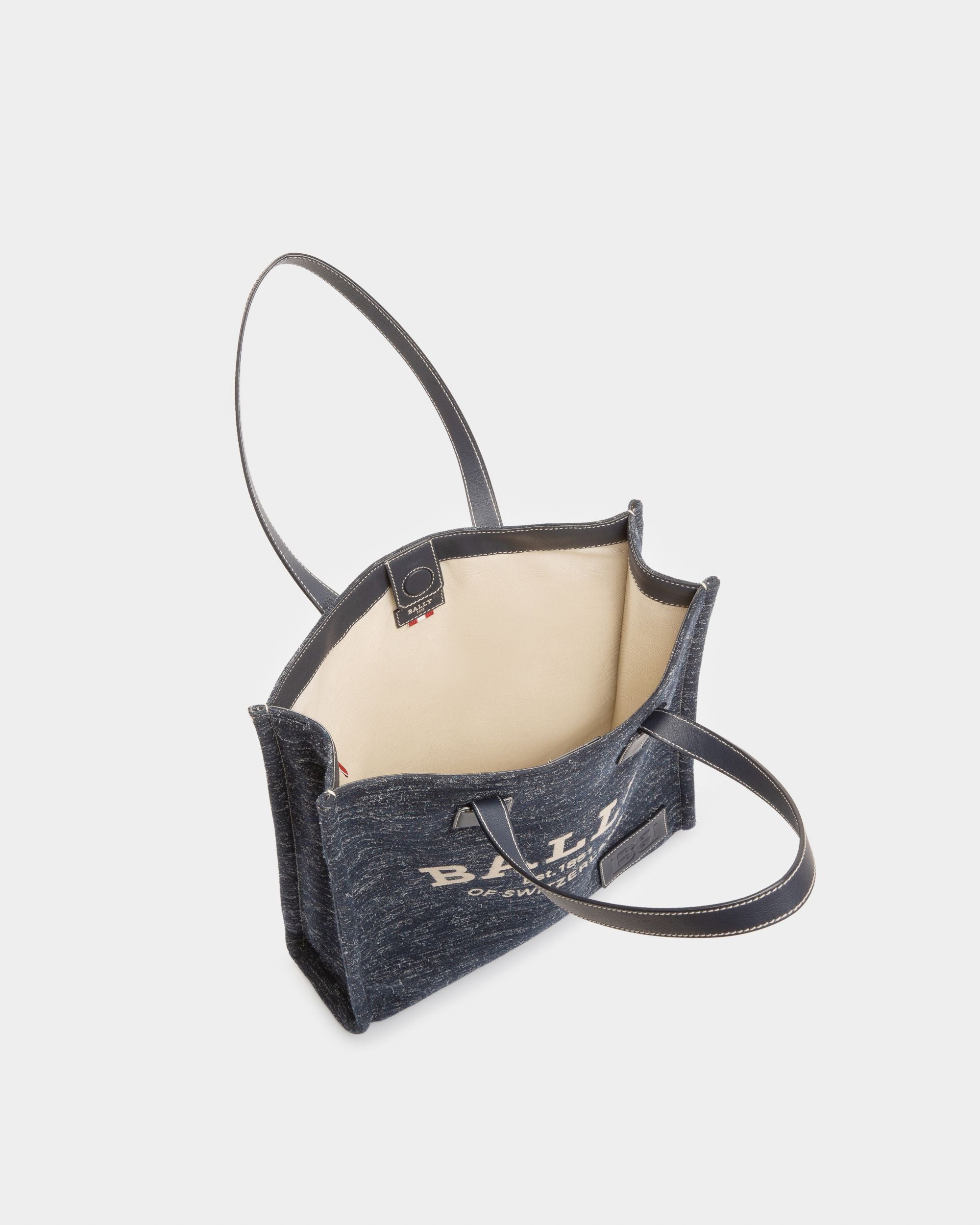 Crystalia Cabas En Tissu Bleu Marine - Femme - Bally - 04