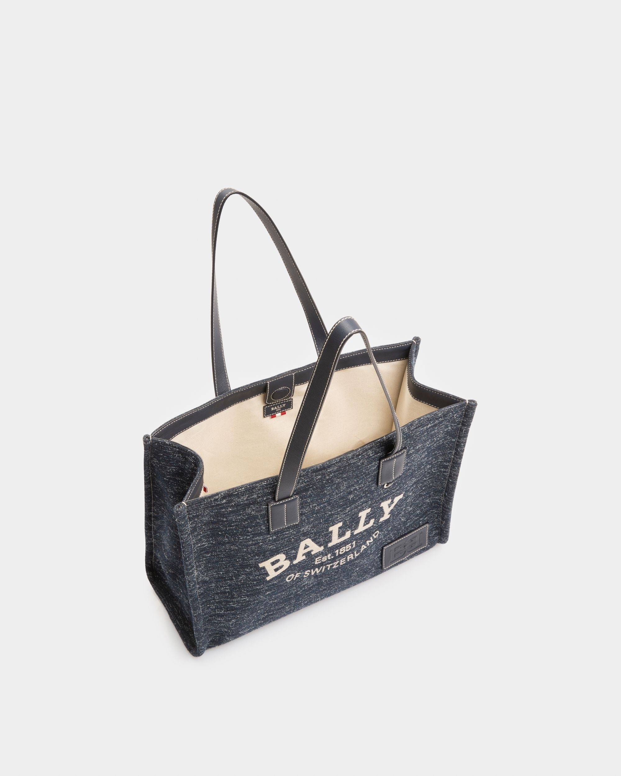 Crystalia Cabas En Tissu Bleu Marine - Femme - Bally - 04