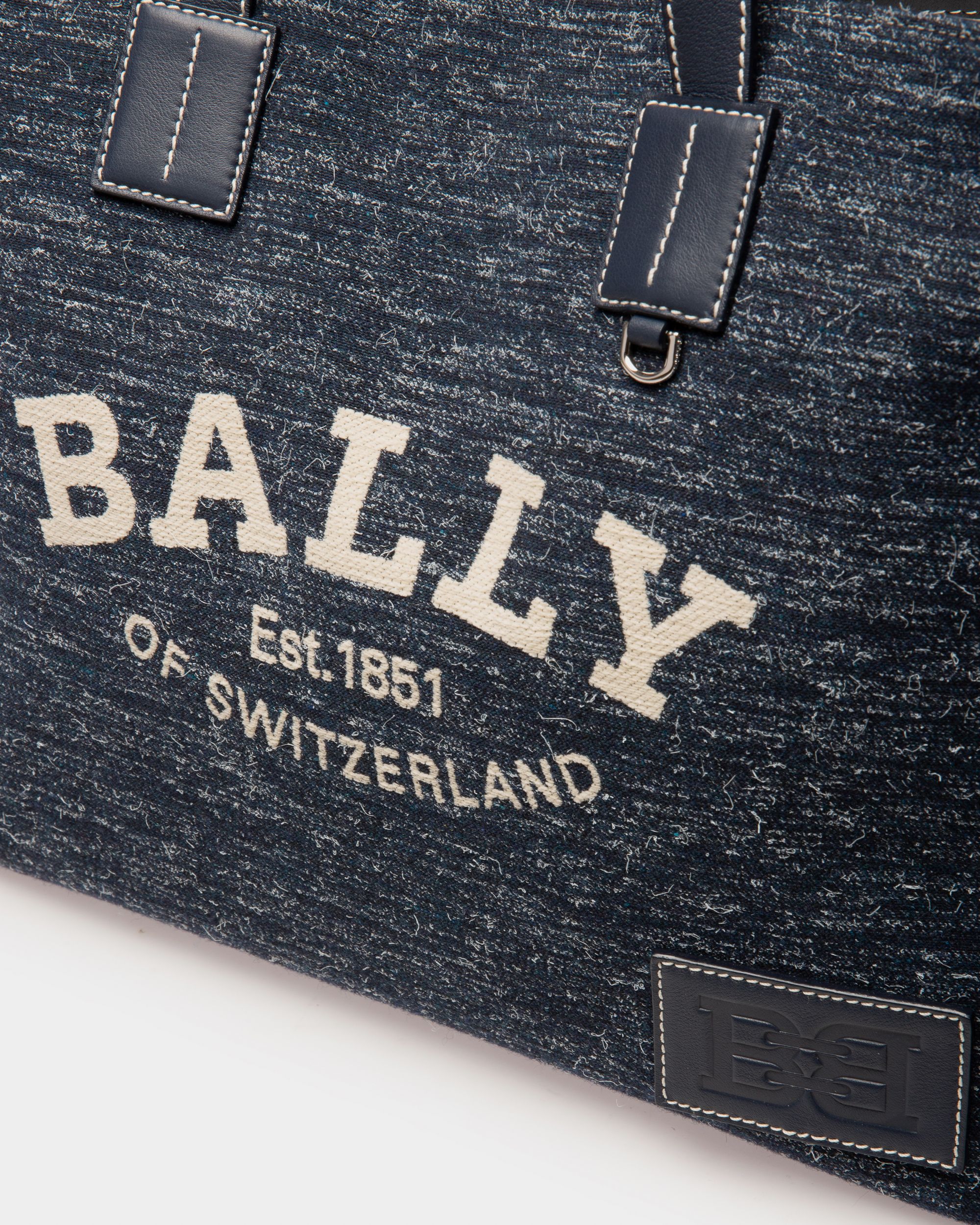 Crystalia Cabas En Tissu Bleu Marine - Femme - Bally - 05