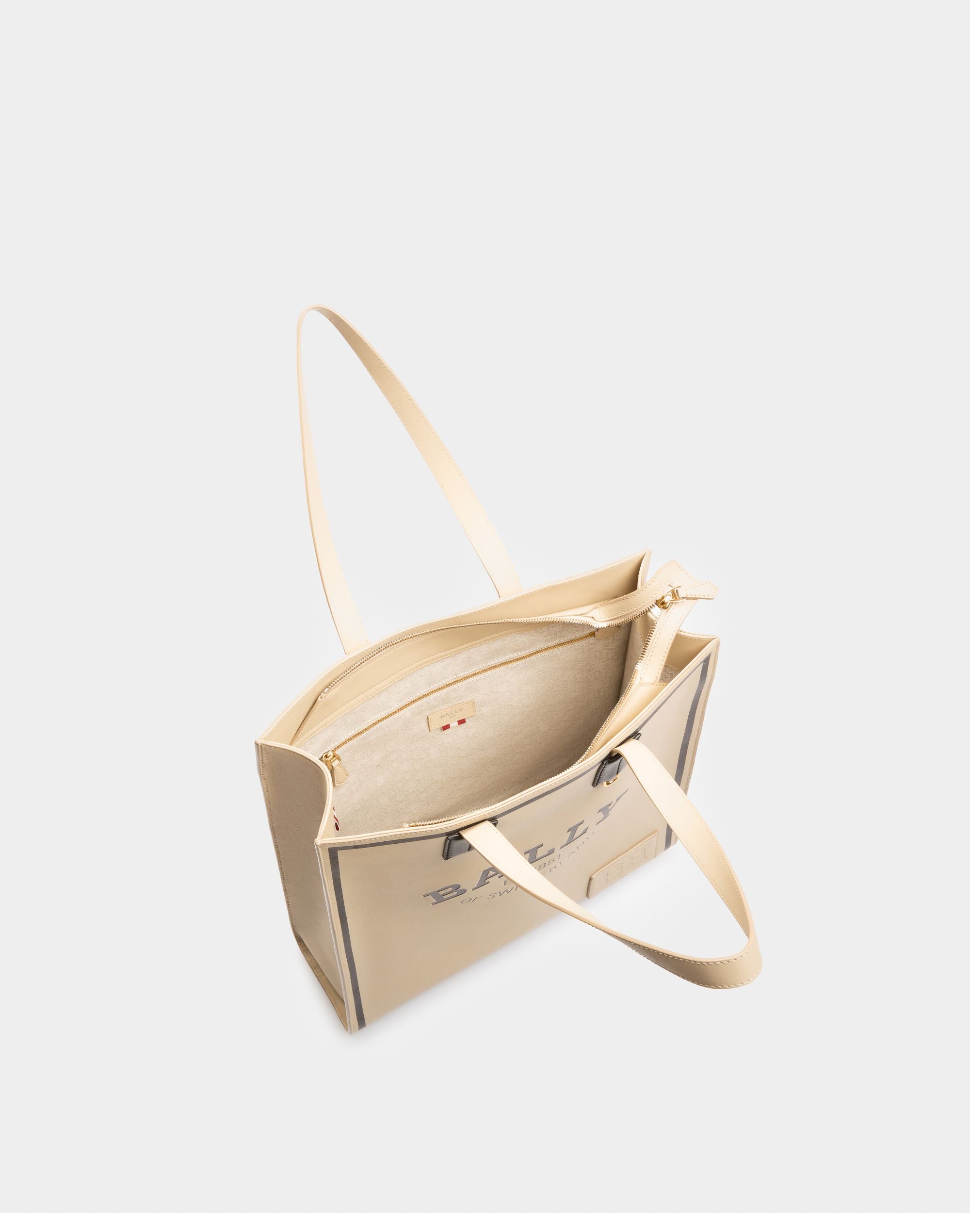 Crystalia Cabas En Cuir Beige Clair - Femme - Bally - 04