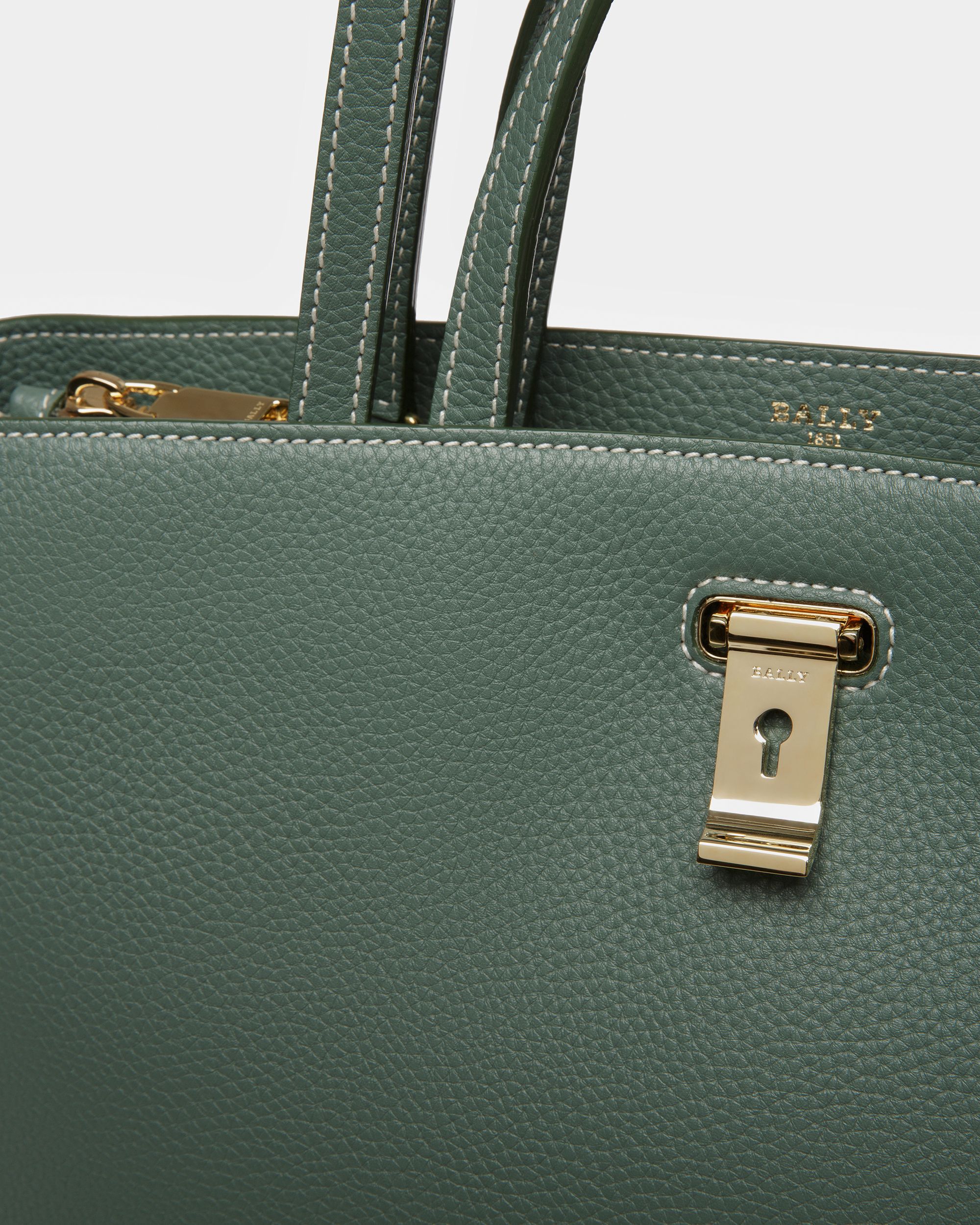 Lya Tragetasche Aus Leder In Salbei - Damen - Bally - 05