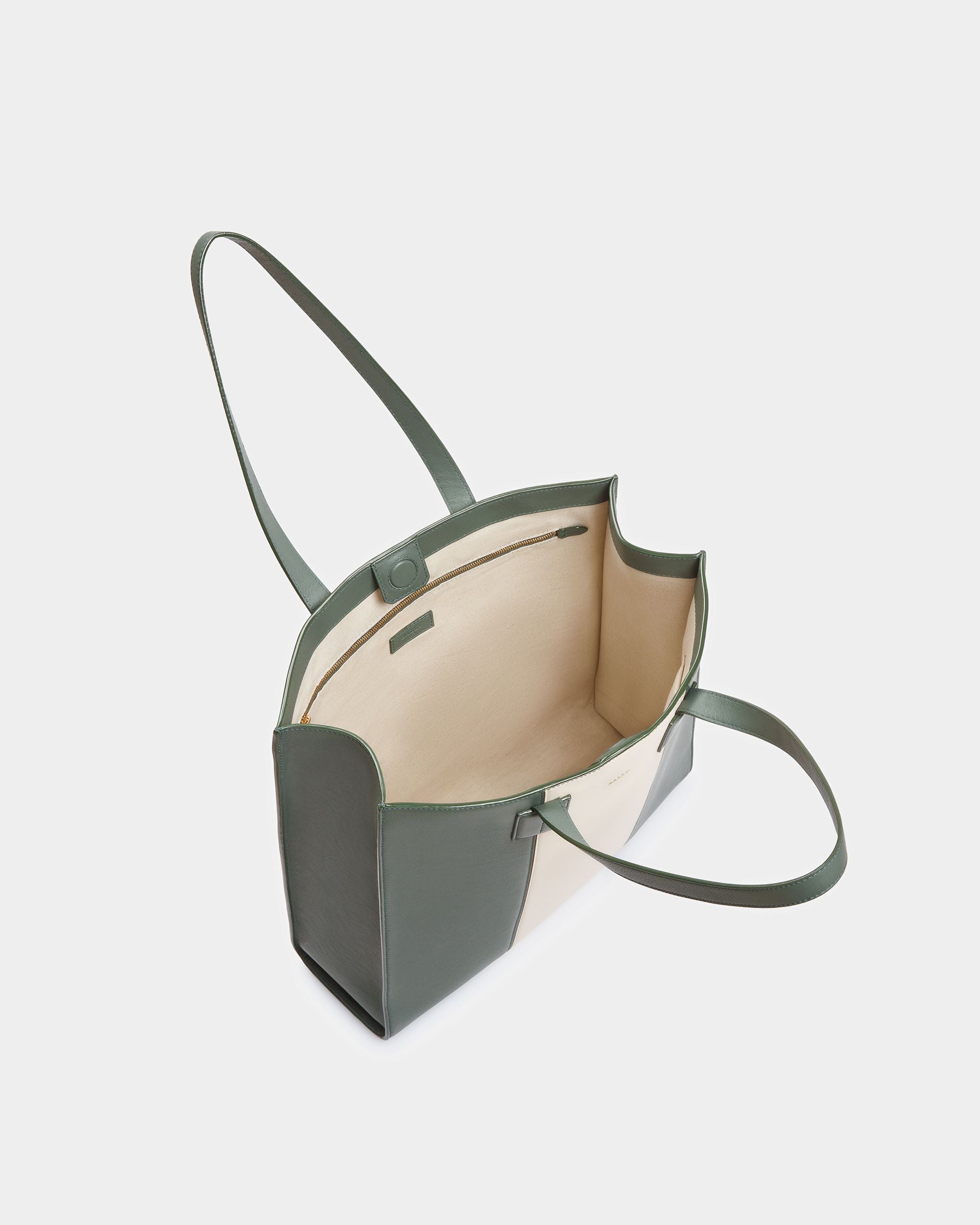 Crystalia Fourre-tout En Cuir Sauge Et Ivoire - Femme - Bally - 04