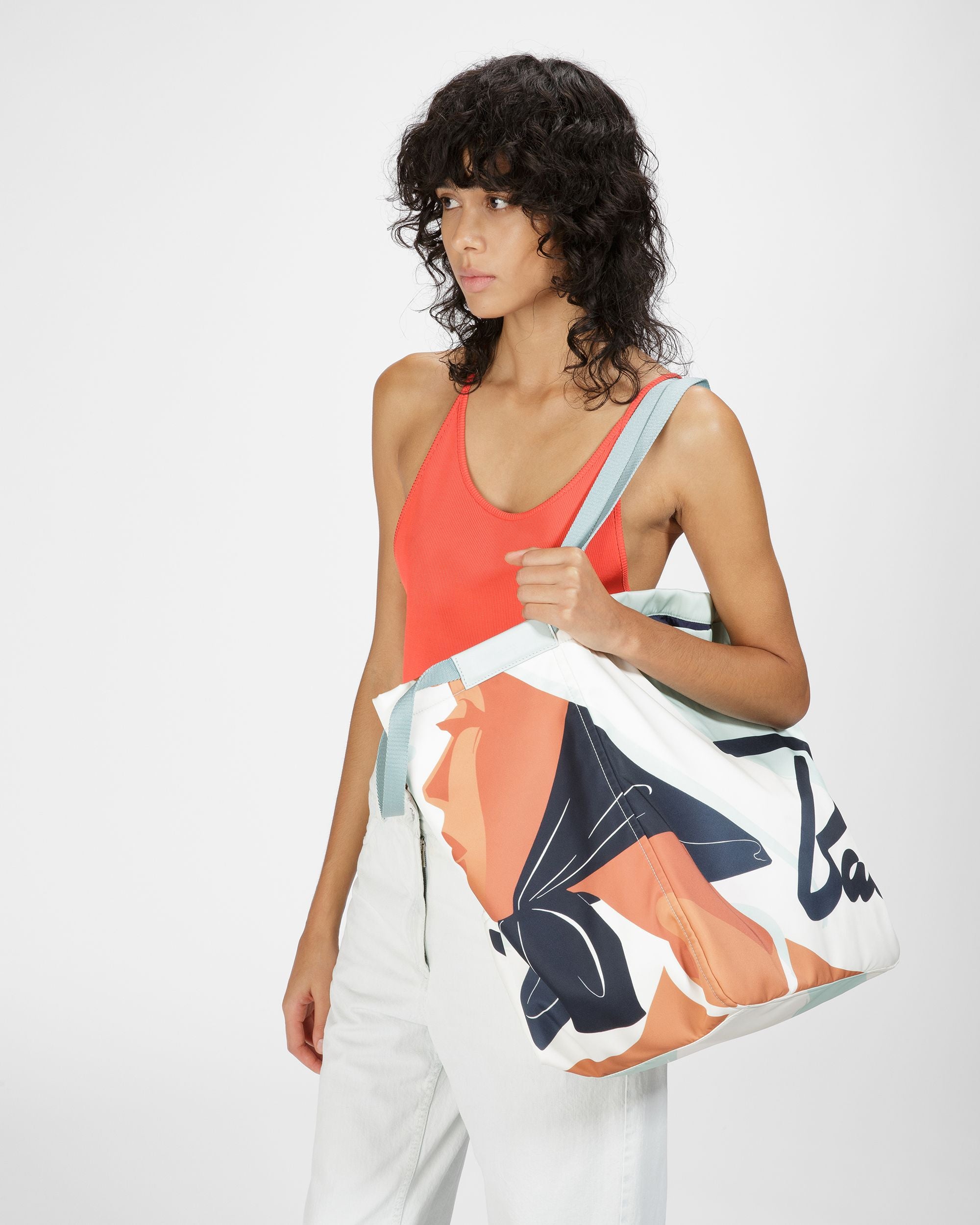 Billboard Nylon Tote In Blue - Women's - Bally - 01