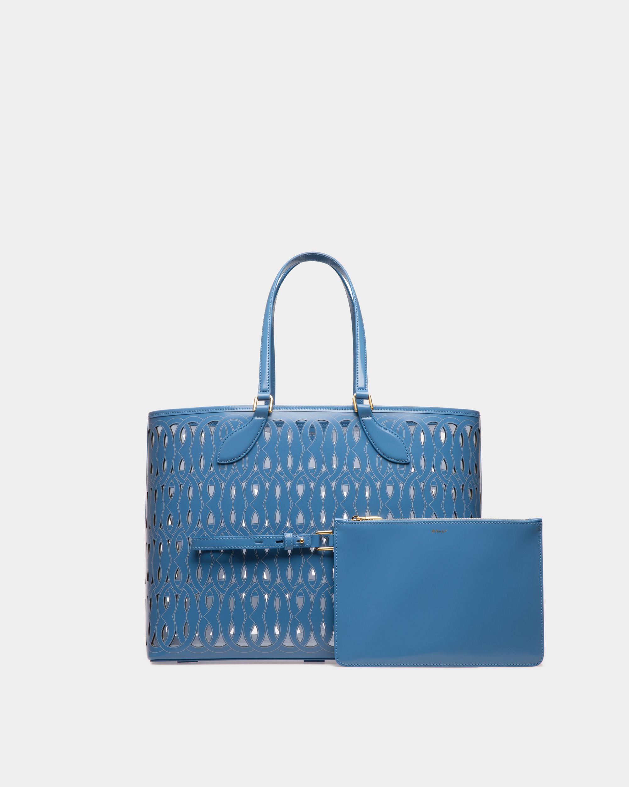 Sac Cabas Lago En Cuir Bleu - Femme - Bally - 01
