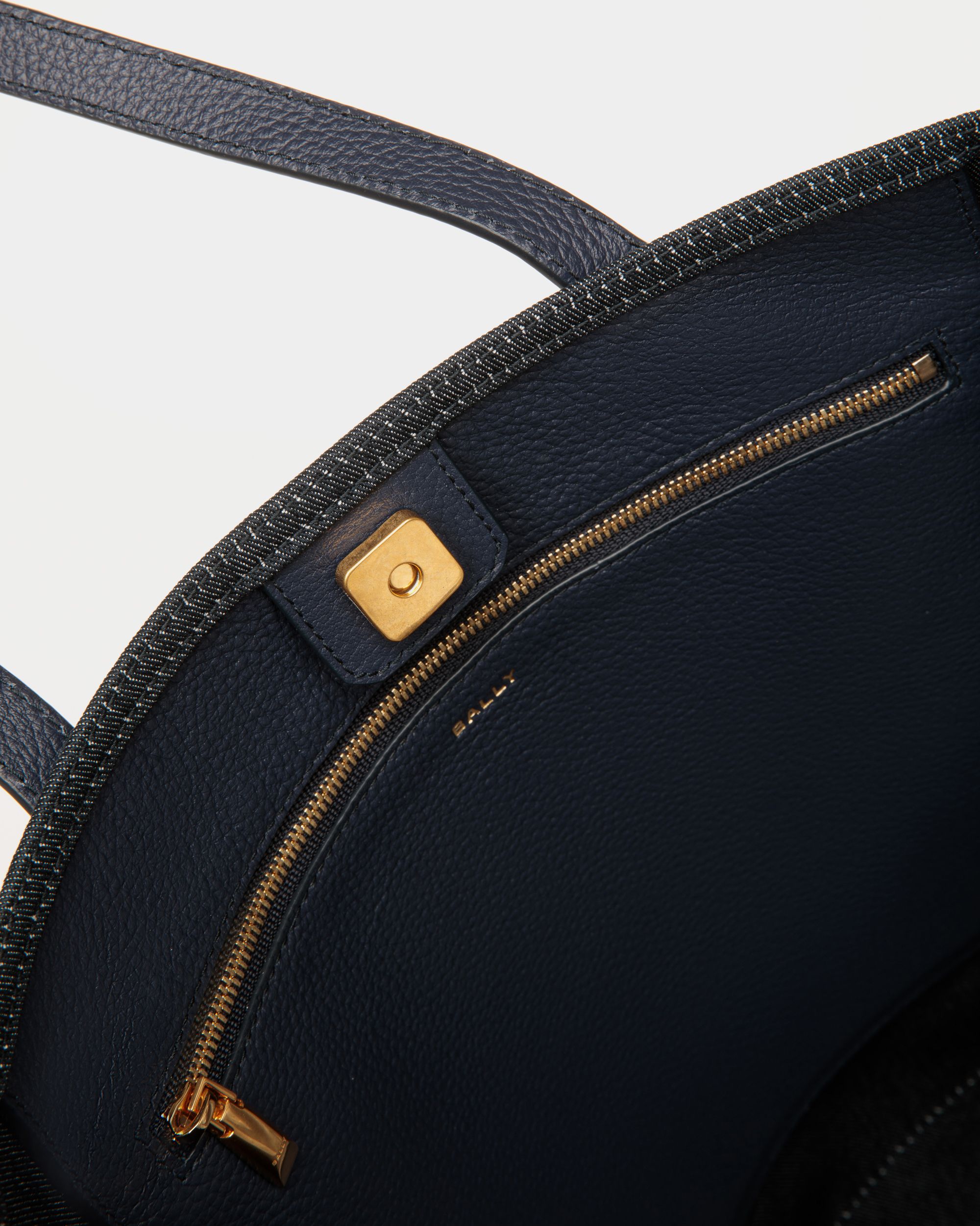 Bar Tote Bag In Blue Fabric - Women's - Bally - 04