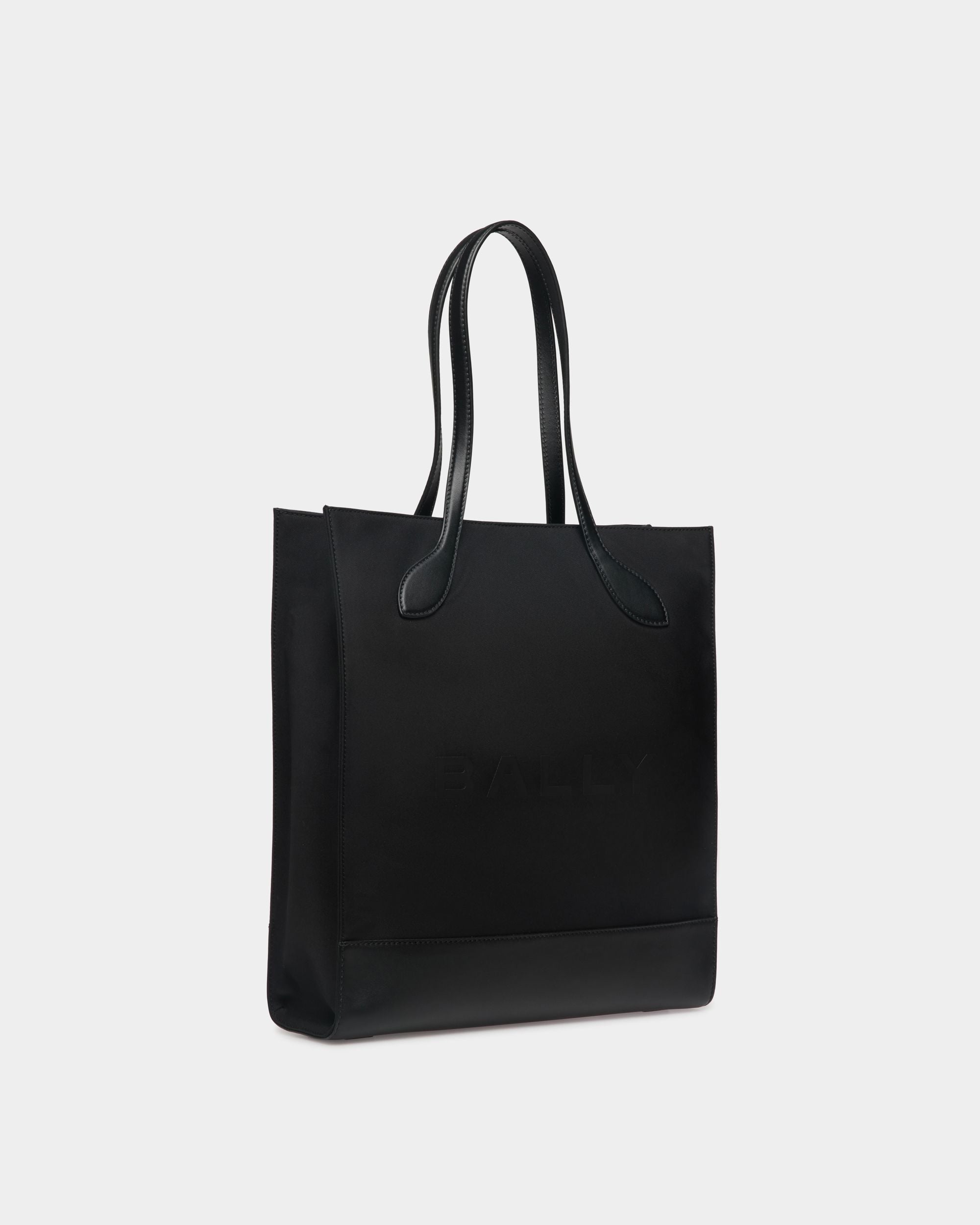 Bar Tote Bag In Black Nylon And Leather - Women's - Bally - 04