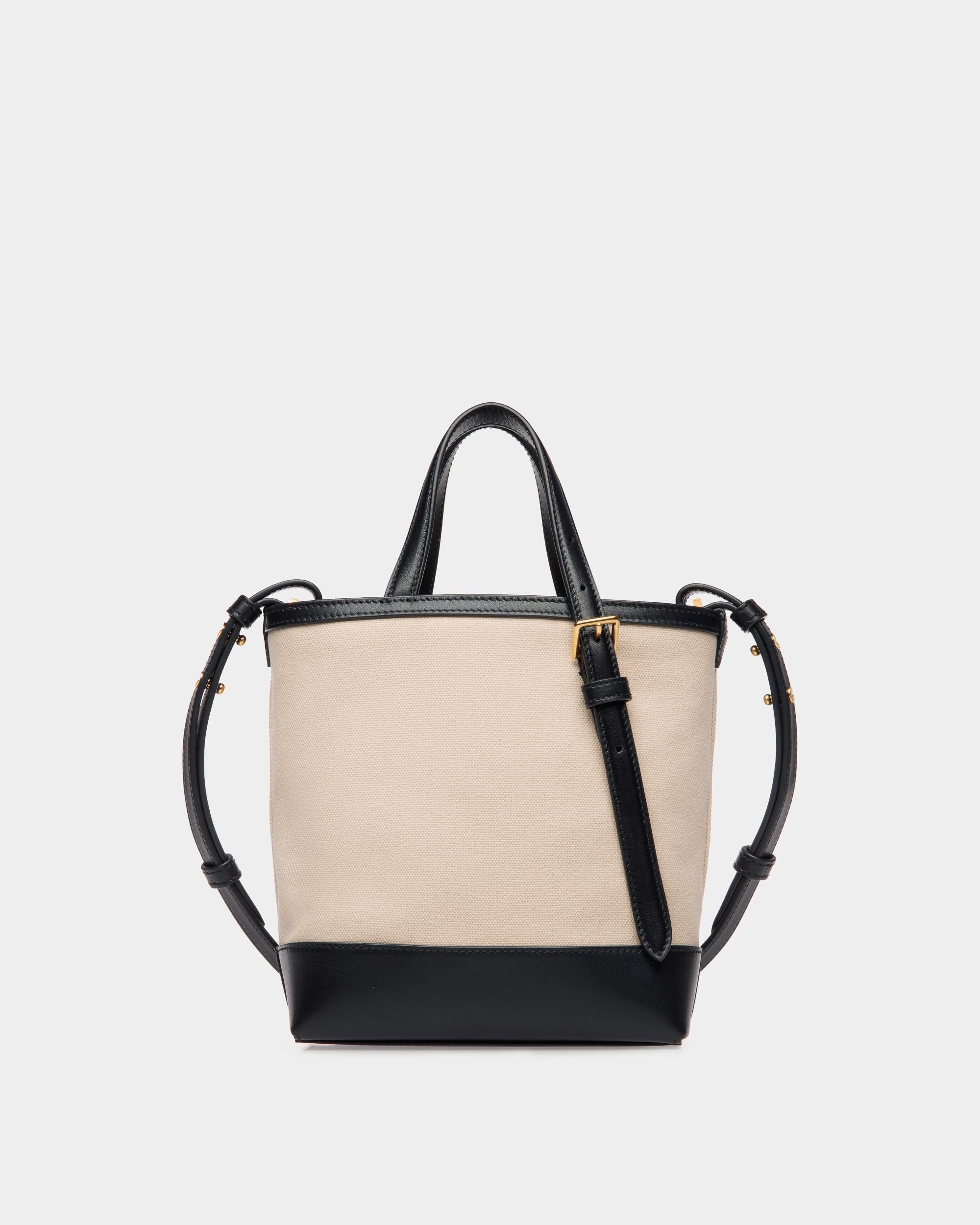 Petit Sac Cabas Summer Capsule Pour Femme En Toile Et Cuir Naturel Et Navy Blue - Femme - Bally - 02