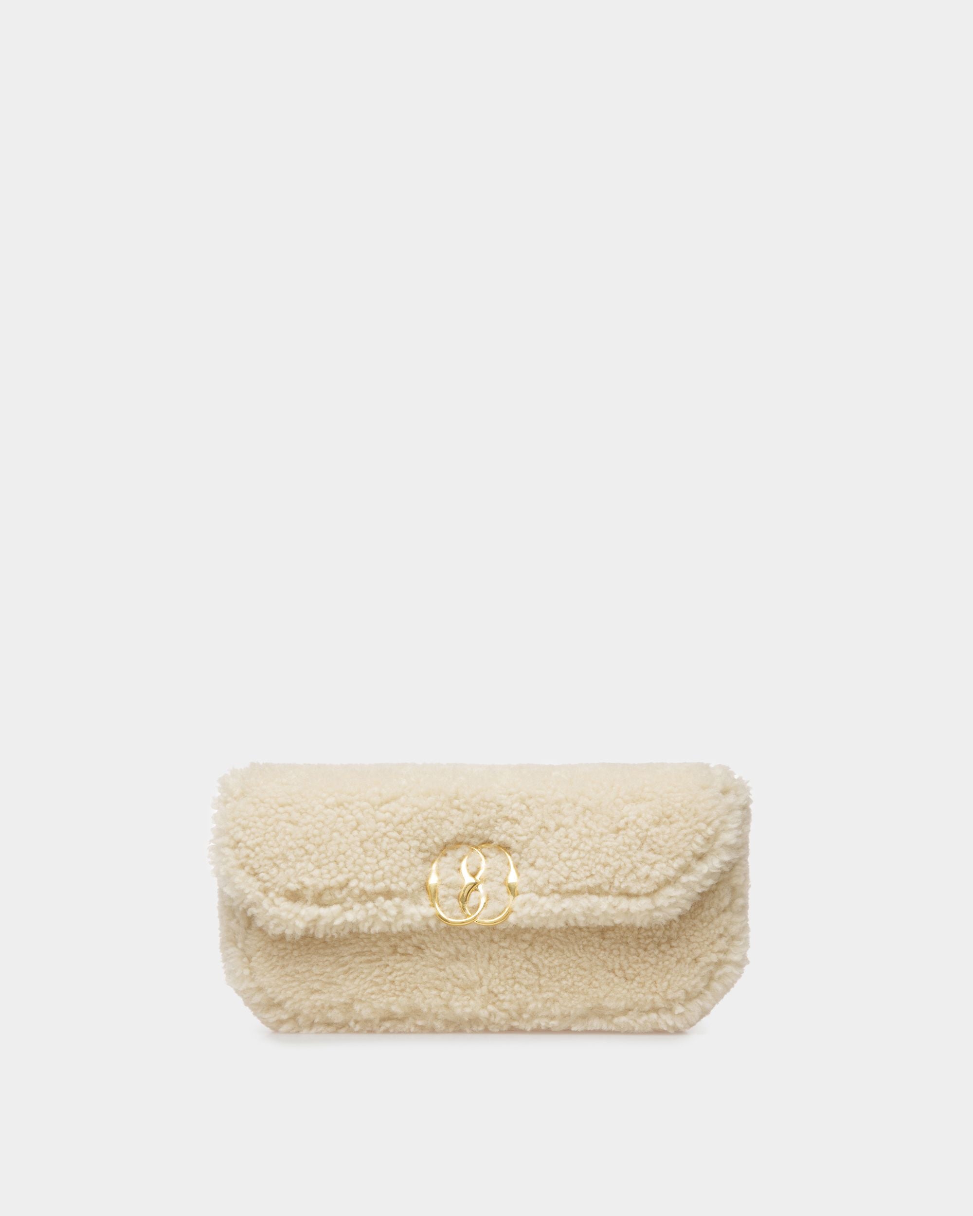 Sac D’Épaule Emblem En Laine Ivoire - Femme - Bally - 01