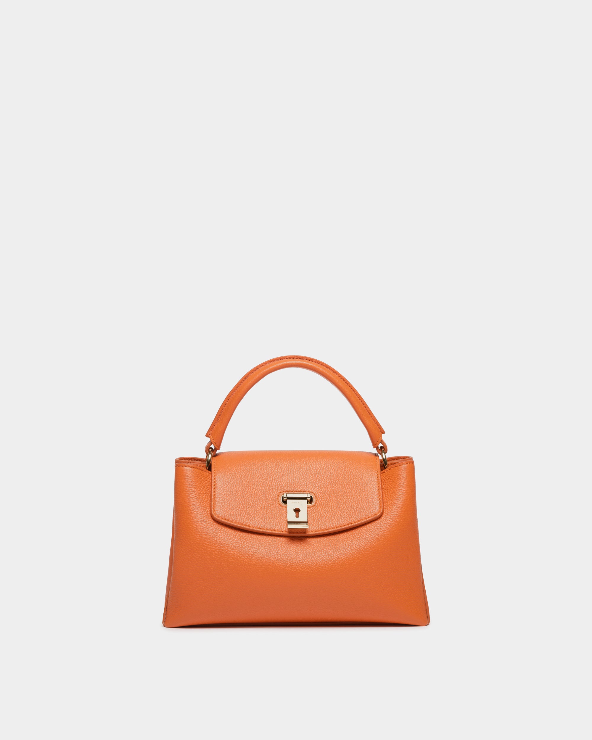 Kleine Lock Me Henkeltasche Aus Genarbtem Leder In Koi Orange - Damen - Bally - 01