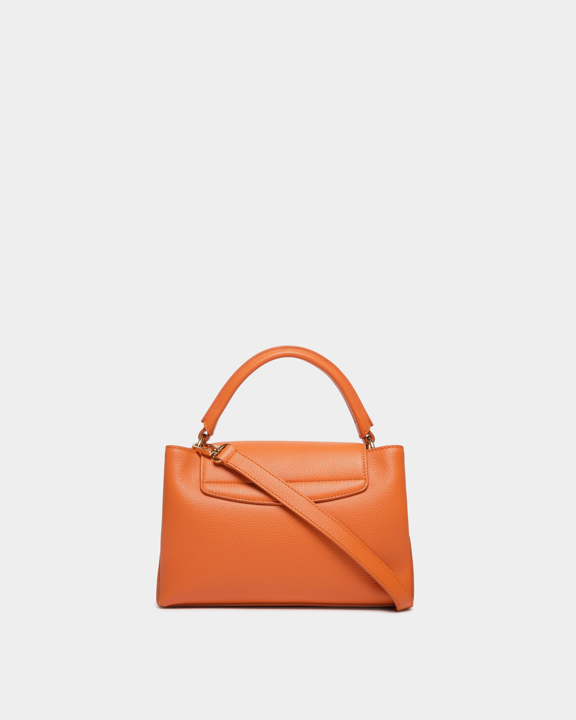 Kleine Lock Me Henkeltasche Aus Genarbtem Leder In Koi Orange - Damen - Bally - 03