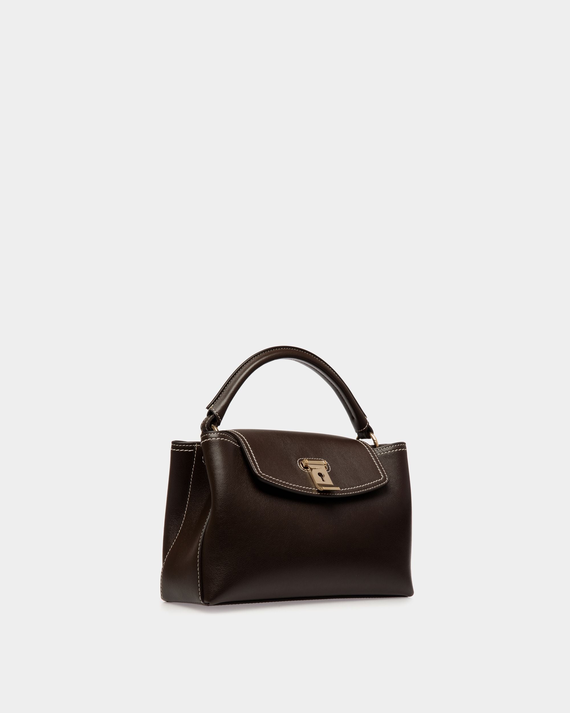 Kleine Lock Me Henkeltasche Aus Leder In Ebenholzschwarz - Damen - Bally - 03