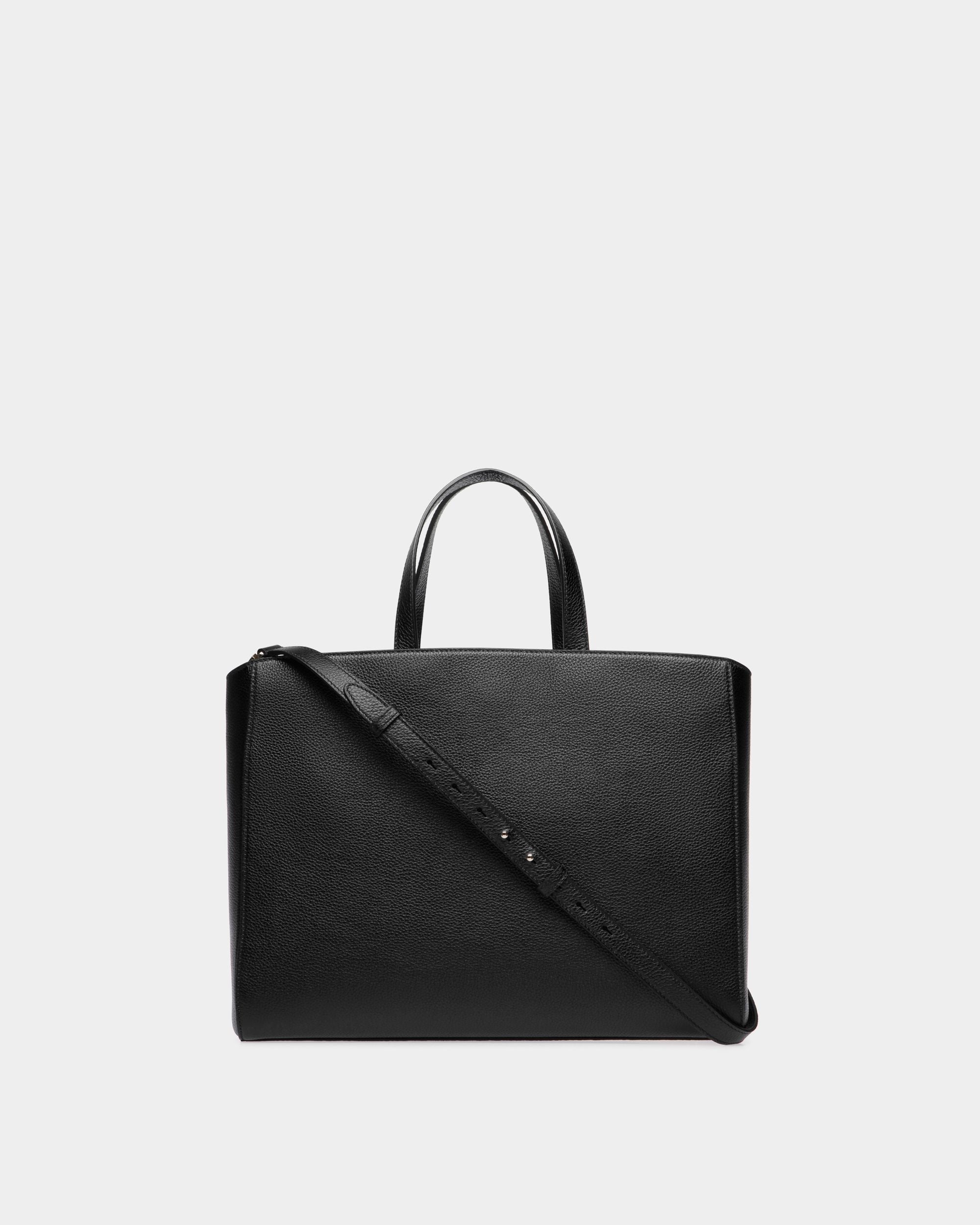 Sac Fourre-Tout Lock Me En Cuir Grainé Noir - Femme - Bally - 02