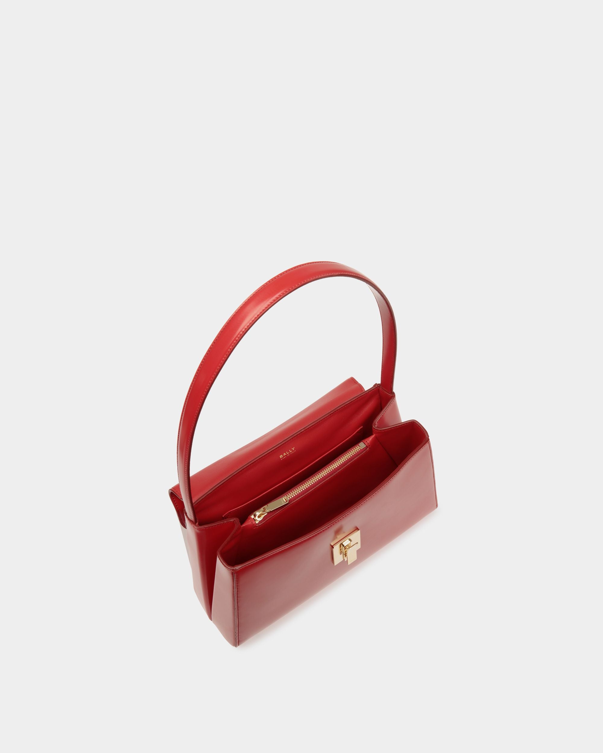 Sac D’épaule Ollam En Cuir Brossé Candy Red - Femme - Bally - 05