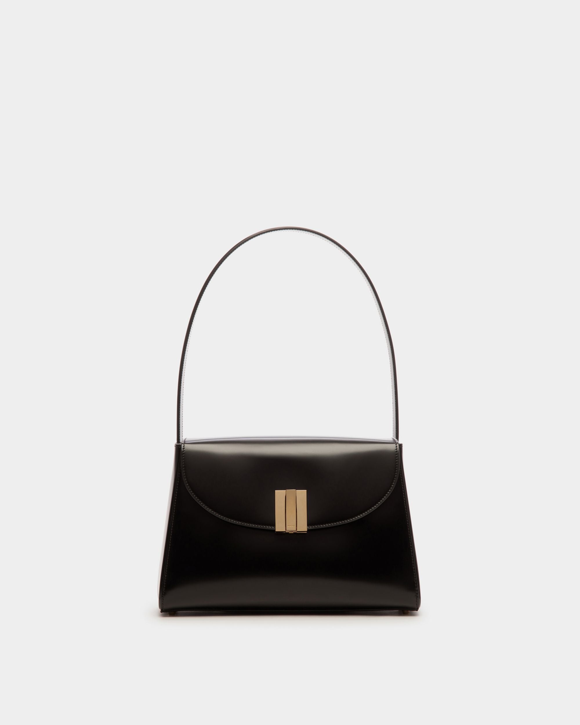Bolso De Hombro Ollam De Piel Cepillada Negra - Mujer - Bally - 01