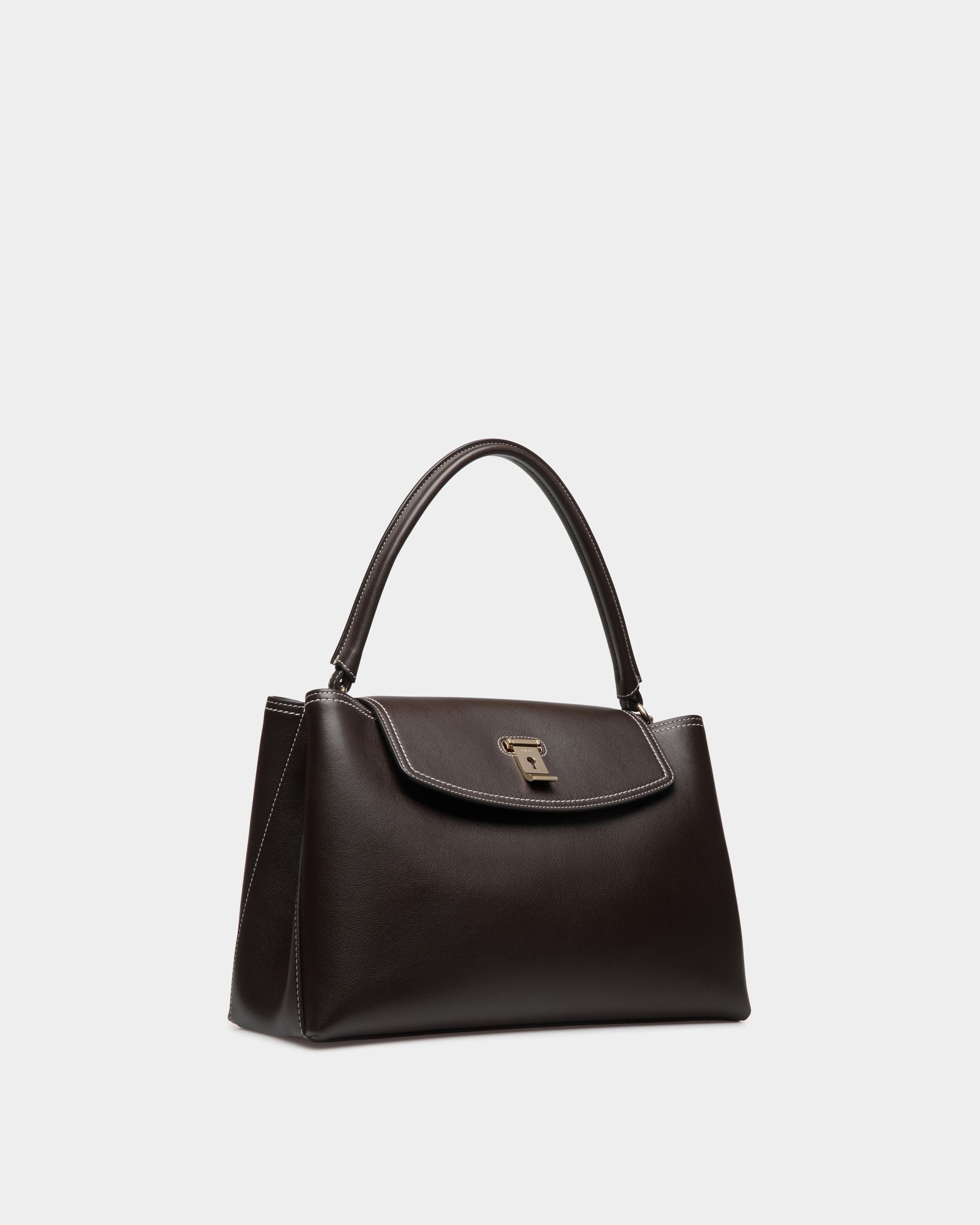 Lock Me Top Handle Bag in Ebano Leather - Women's - Bally - 04