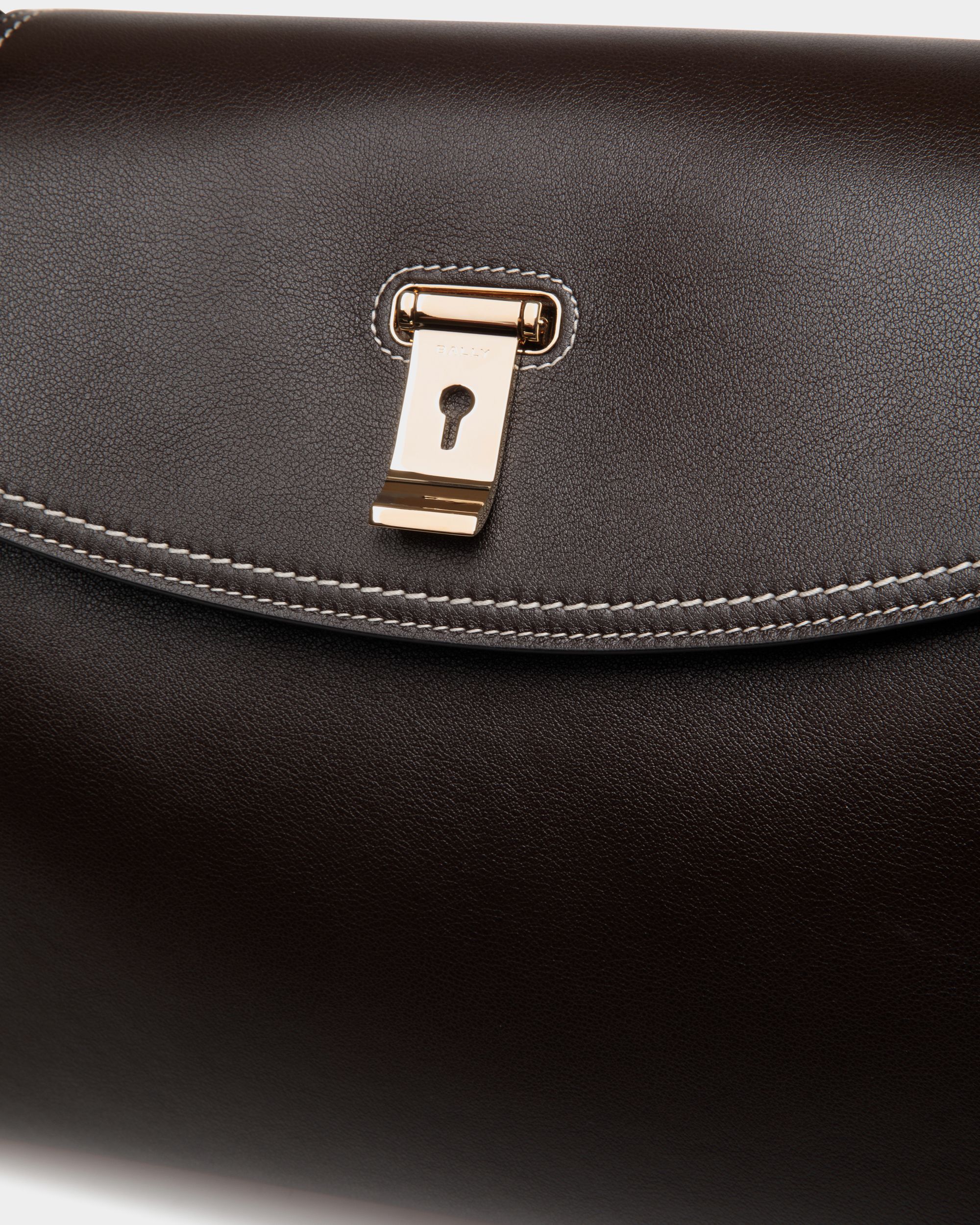 Lock Me Top Handle Bag in Ebano Leather - Women's - Bally - 06