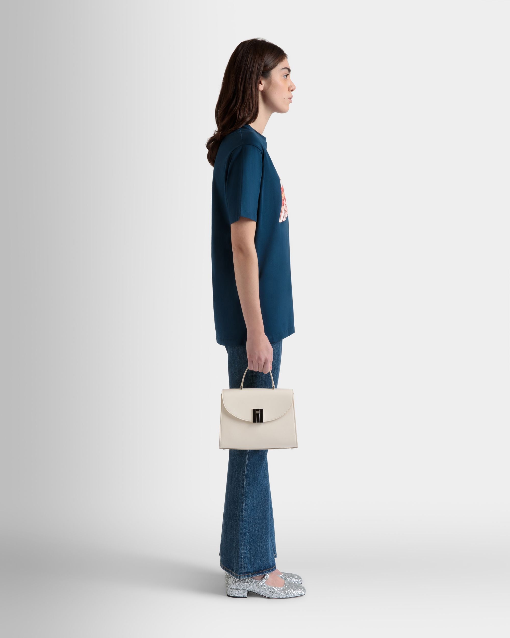 Ollam Henkeltasche Aus Weißem Leder - Damen - Bally - 02