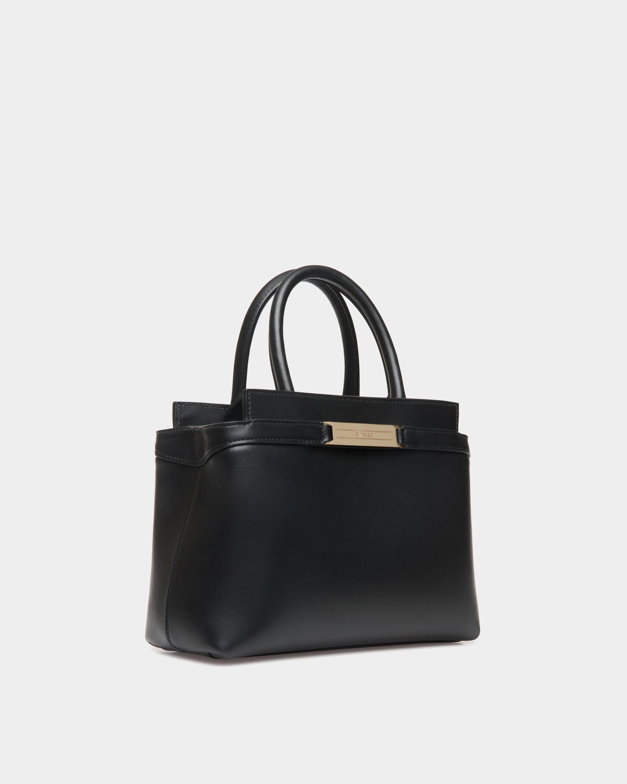 Deco Small Tote Bag in Black Leather - Women's - Bally - 04