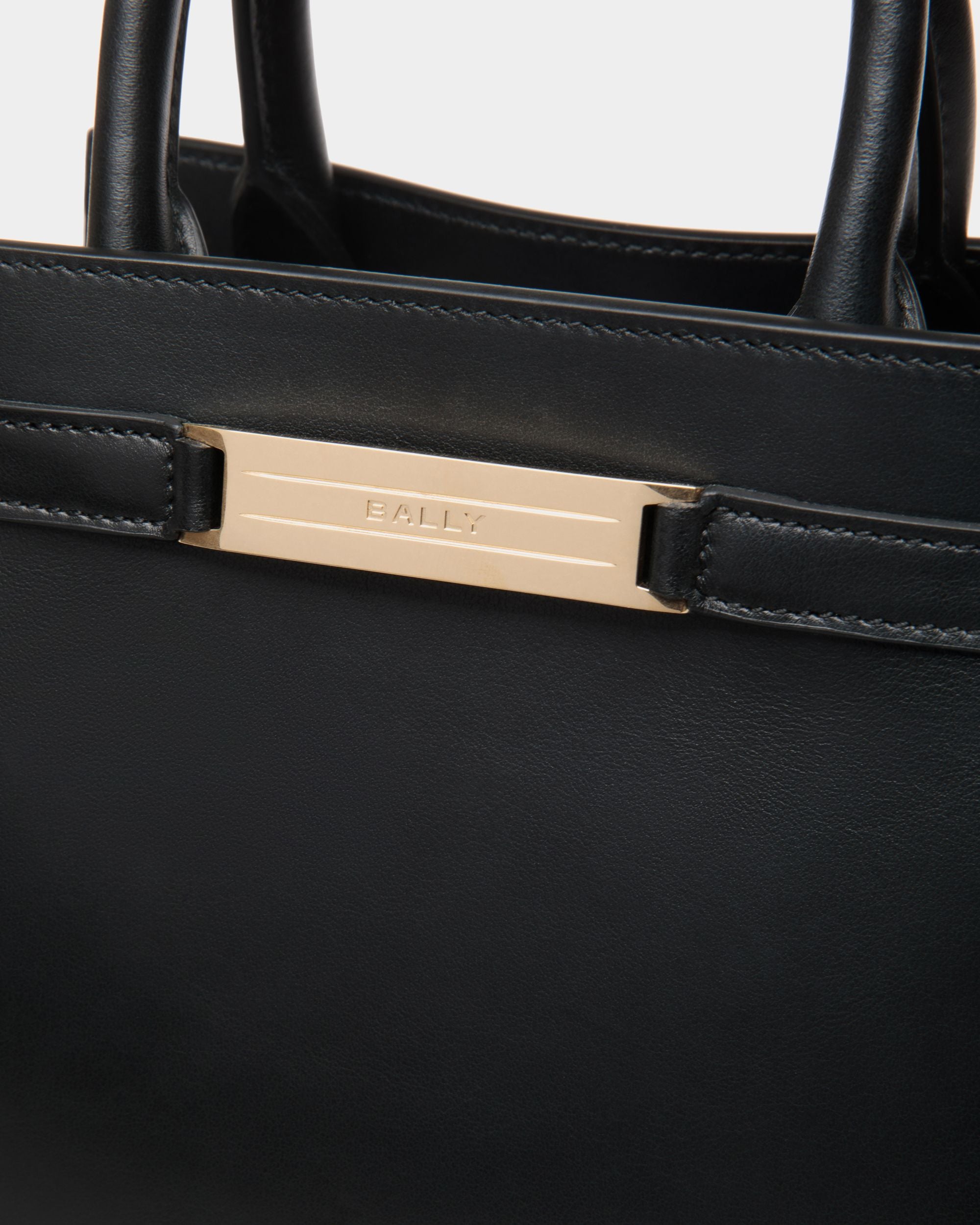 Deco Small Tote Bag in Black Leather - Women's - Bally - 06