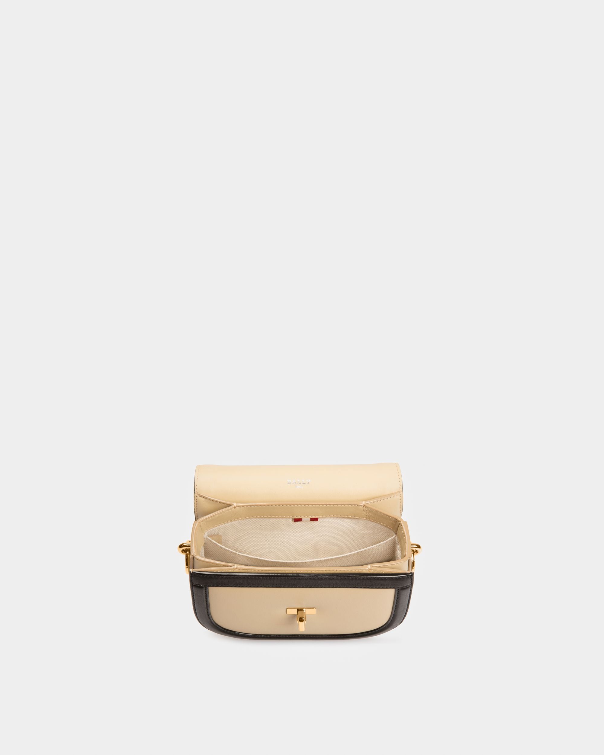 Baily Mini-Sac En Cuir Beige Clair Et Noir - Femme - Bally - 04